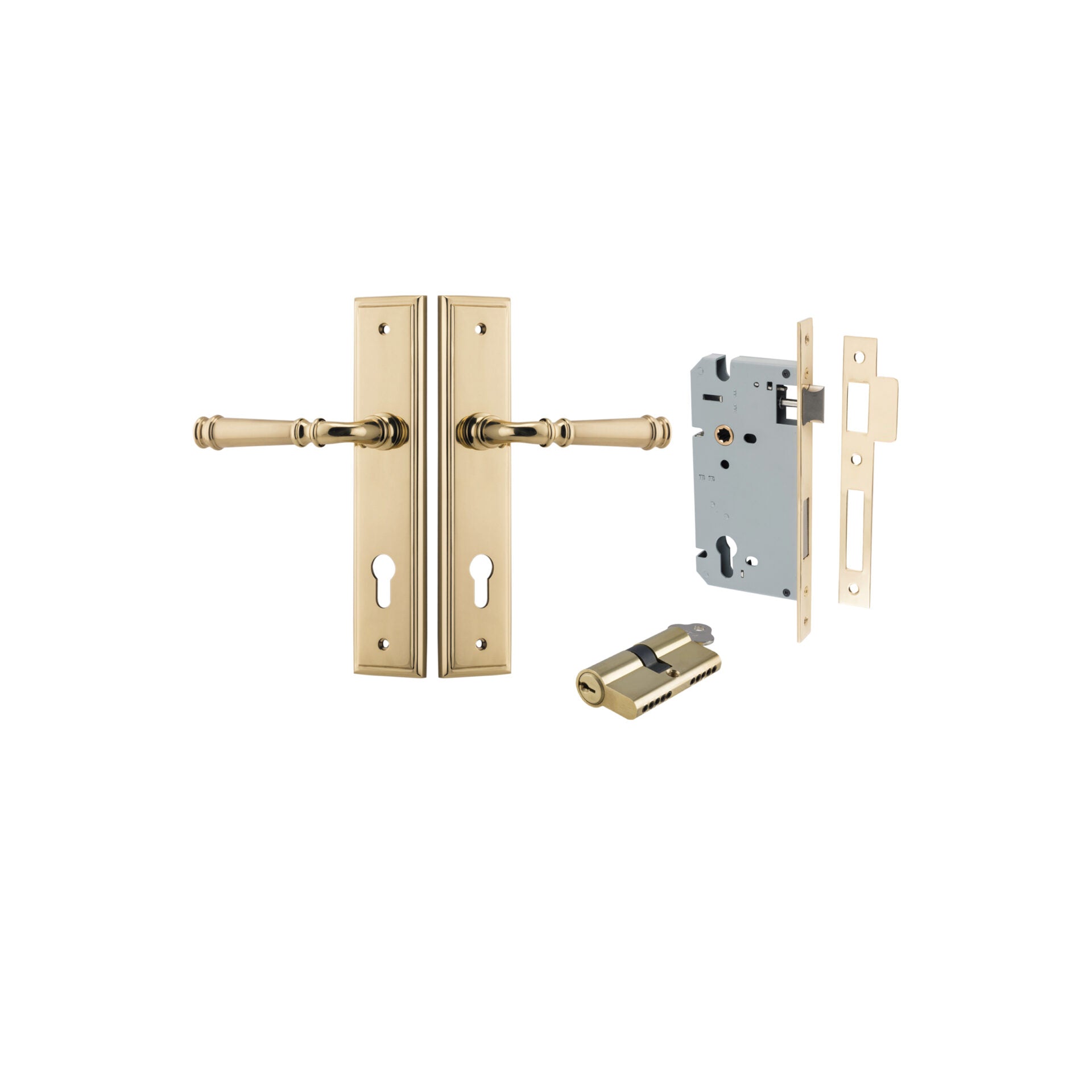 Verona Lever - Stepped Backplate - Ella Grace - Iver - Polished Brass - Door Levers