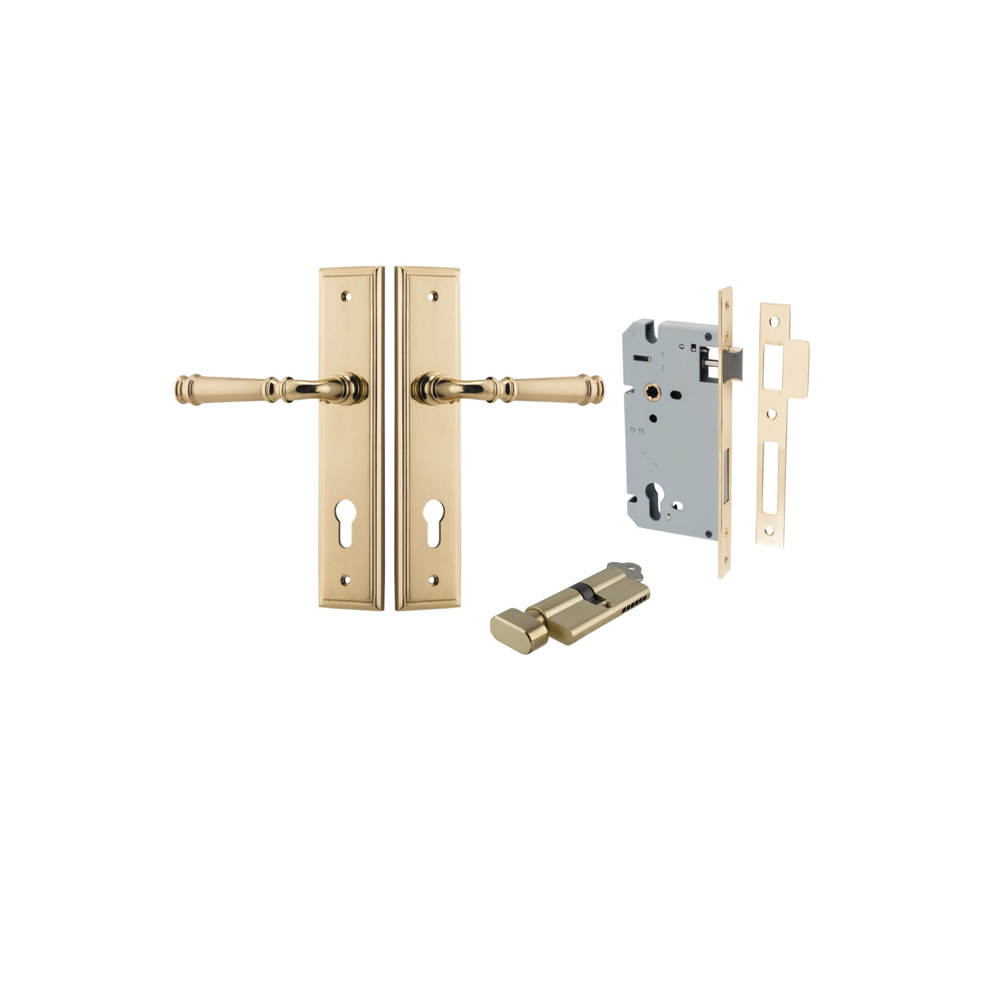 Verona Lever - Stepped Backplate - Ella Grace - Iver - Polished Brass - Door Levers