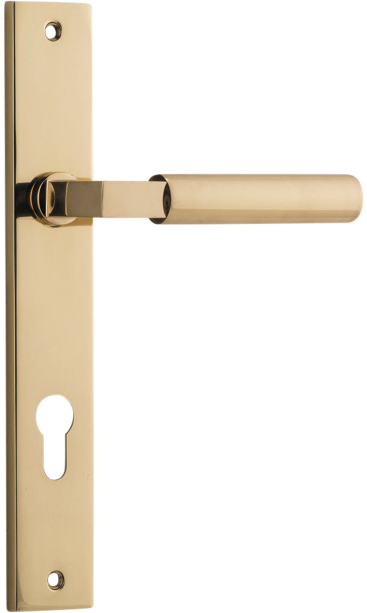 Berlin Lever - Rectangular Backplate - Ella Grace - Iver - Polished Brass - Door Levers