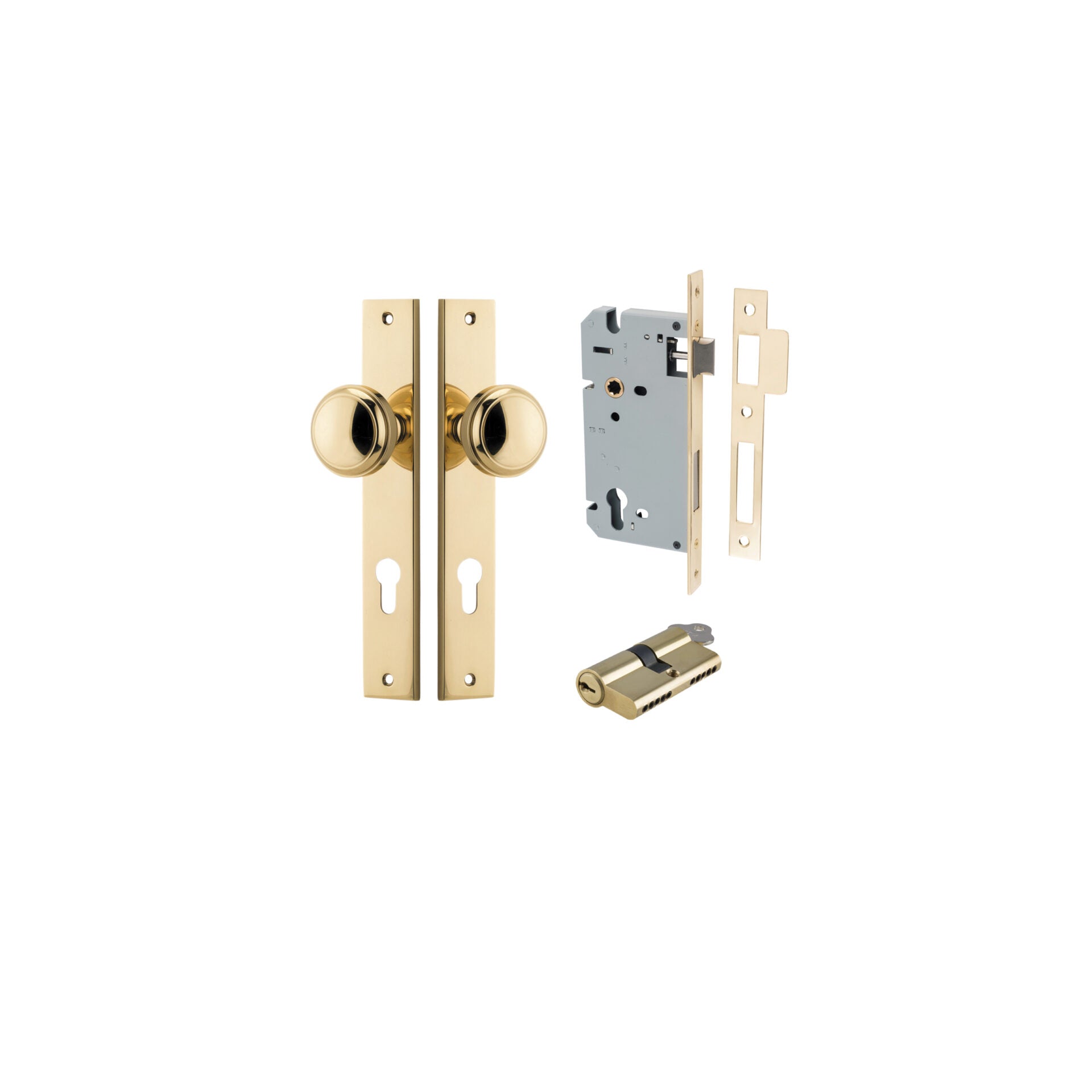 Paddington Knob - Rectangular Backplate - Ella Grace - Iver - Polished Brass - Door Knobs