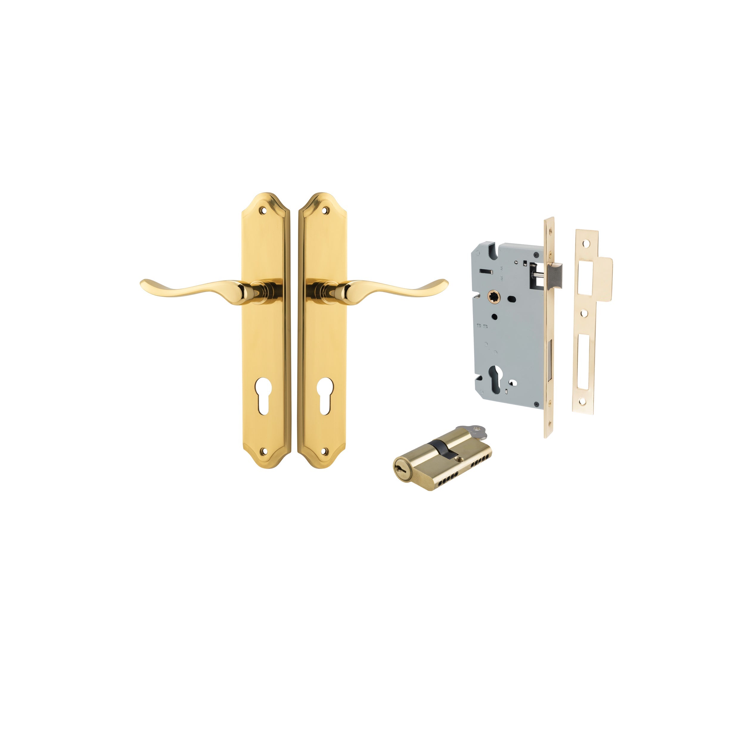 Stirling Lever - Shouldered Backplate - Ella Grace - Iver - Polished Brass - Door Levers