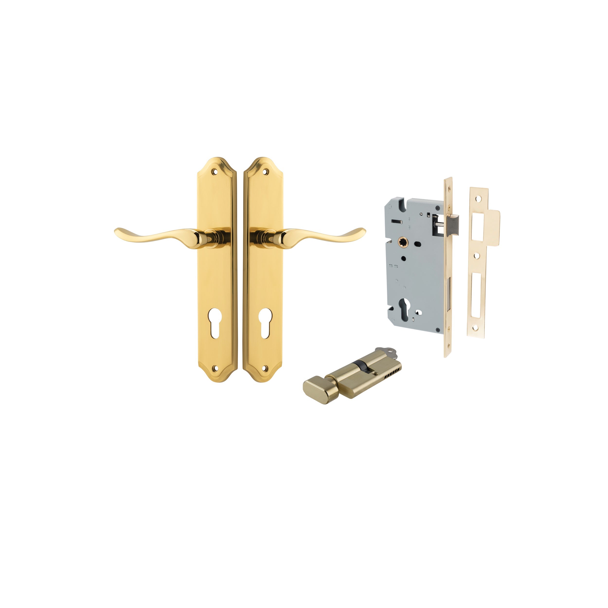 Stirling Lever - Shouldered Backplate - Ella Grace - Iver - Polished Brass - Door Levers