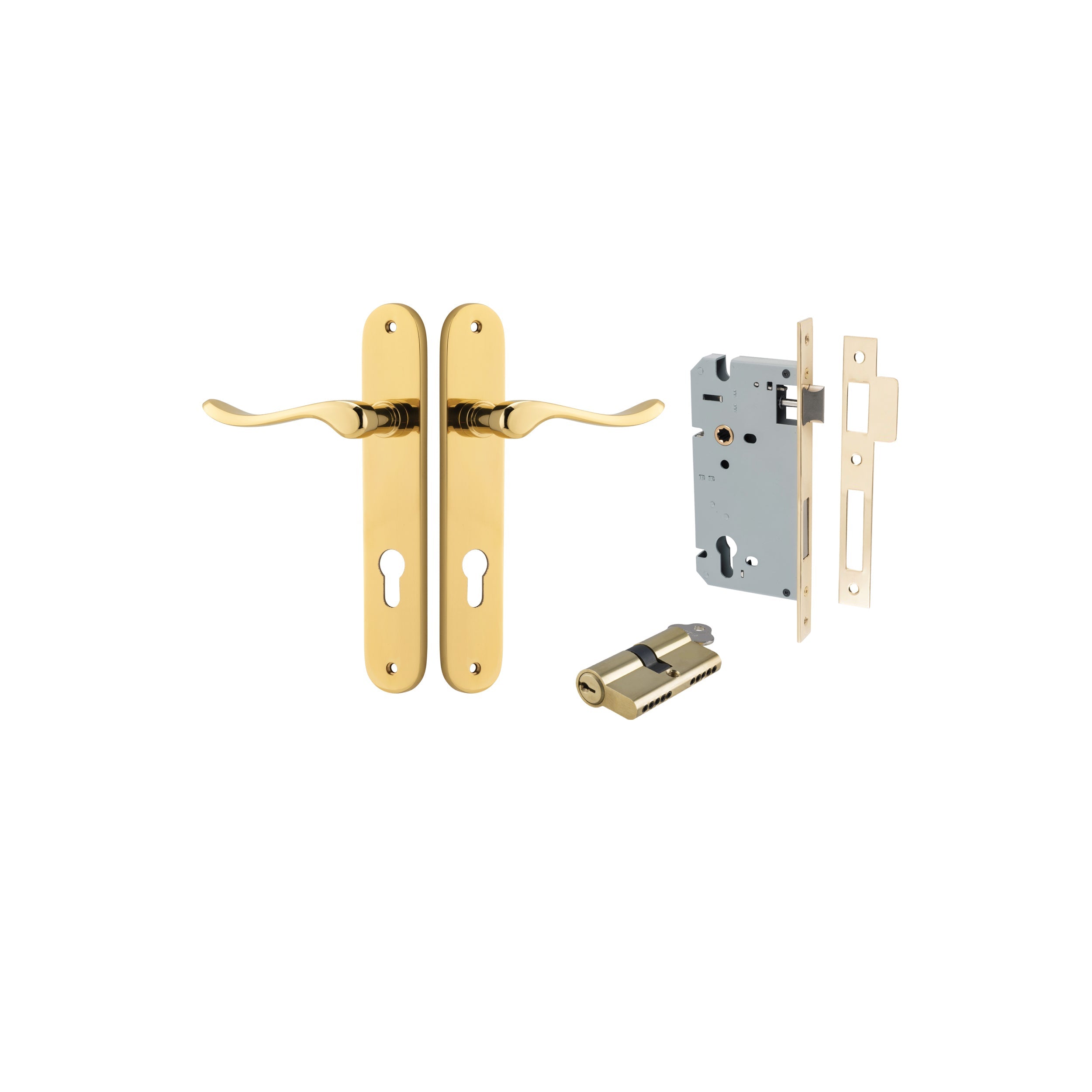 Stirling Lever - Oval Backplate - Ella Grace - Iver - Polished Brass - Door Levers