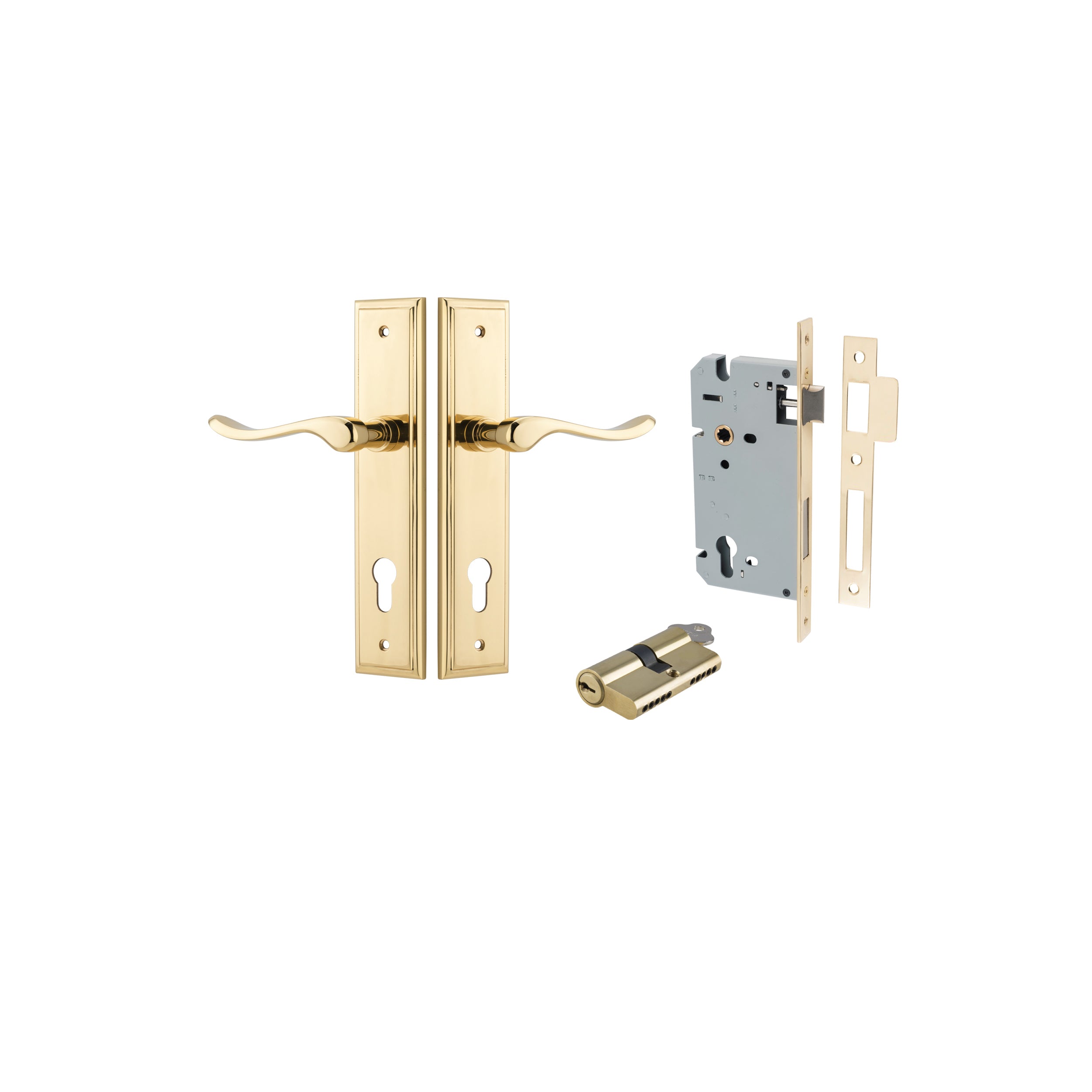 Stirling Lever - Stepped Backplate - Ella Grace - Iver - Polished Brass - Door Levers