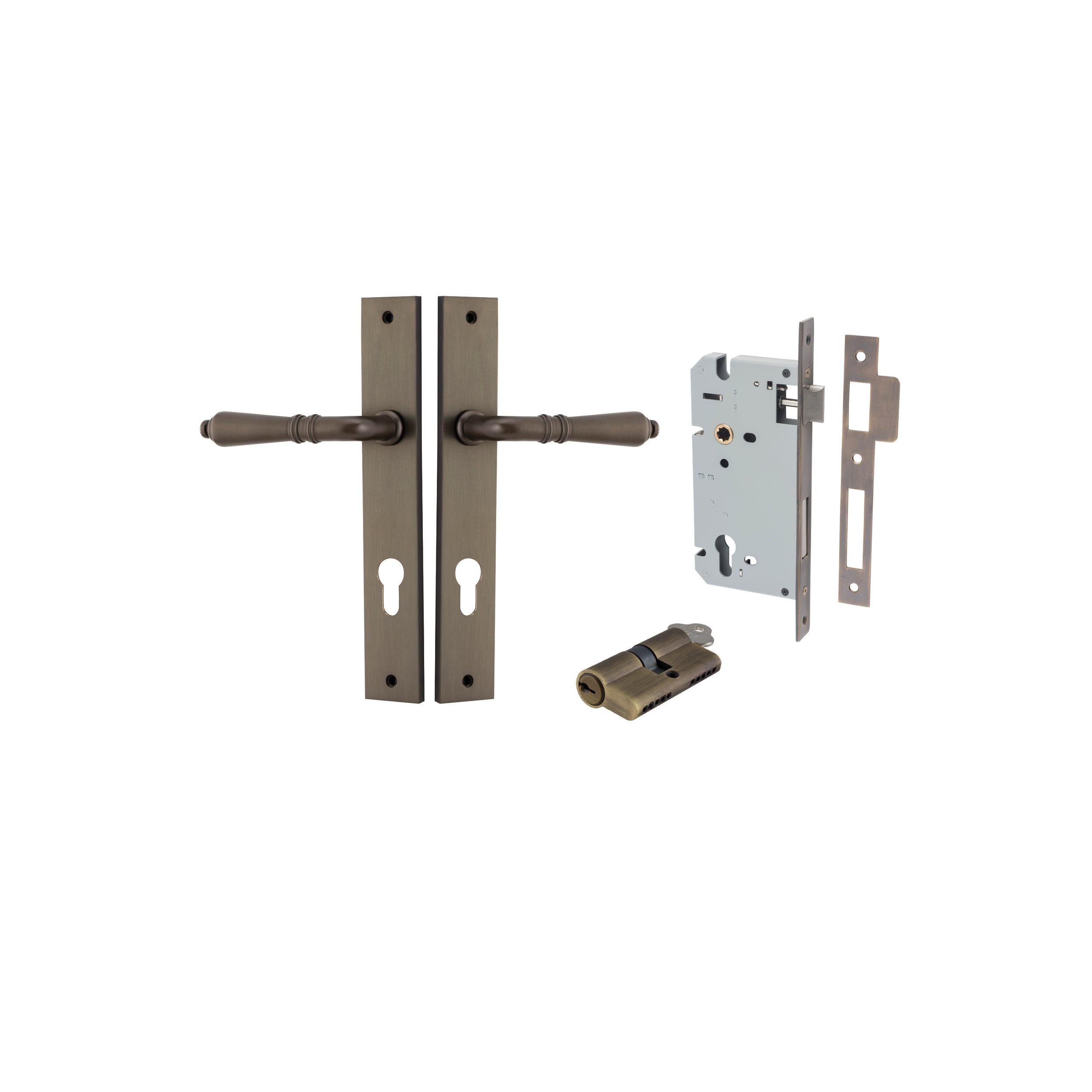 Sarlat Lever - Rectangular Backplate - Ella Grace - Iver - Signature Brass - Door Levers