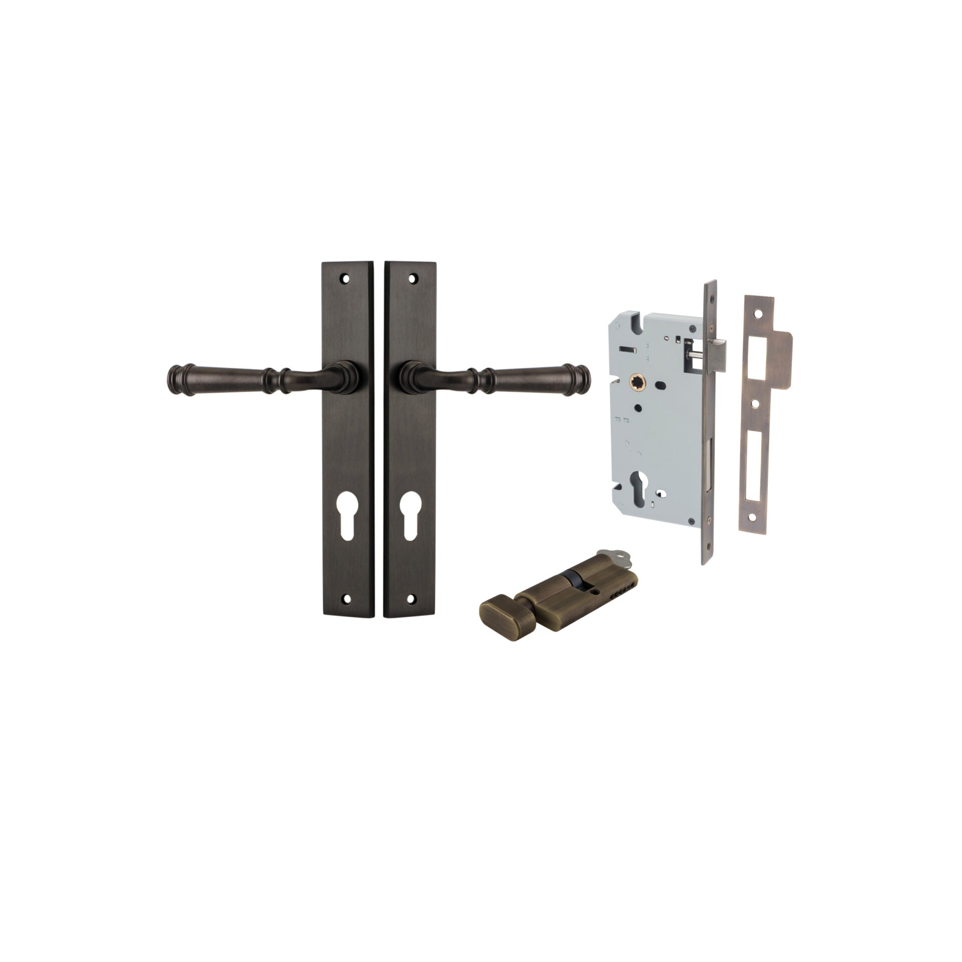 Verona Lever - Rectangular Backplate - Ella Grace - Iver - Signature Brass - Door Levers