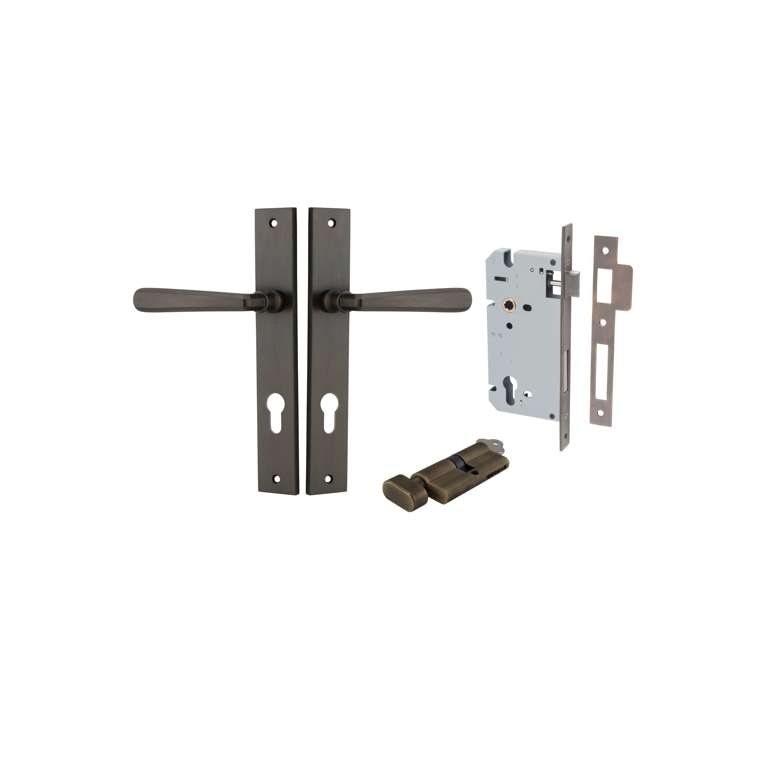 Copenhagen Lever - Rectangular Backplate - Ella Grace - Iver - Signature Brass - Door Levers