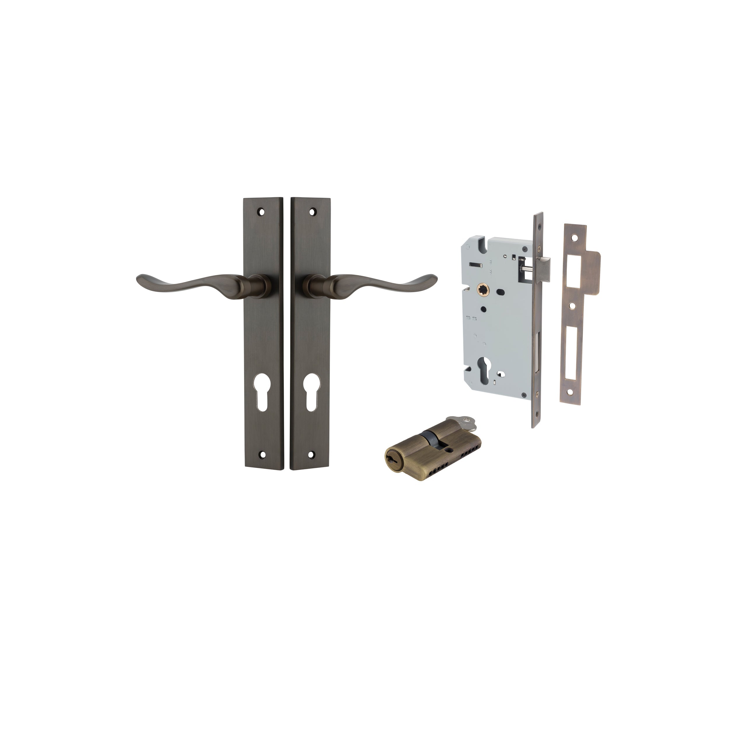 Stirling Lever - Rectangular Backplate - Ella Grace - Iver - Signature Brass - Door Levers