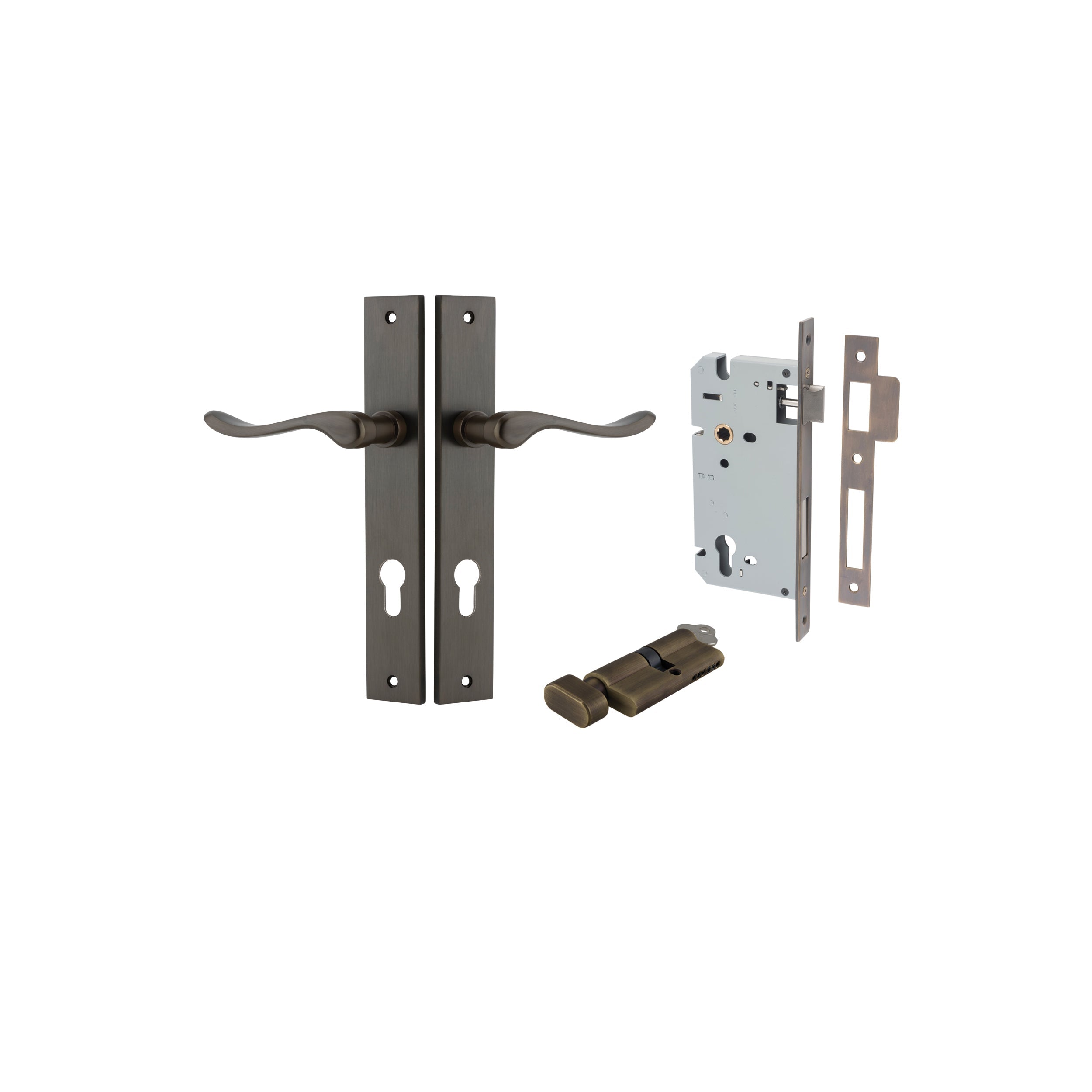 Stirling Lever - Rectangular Backplate - Ella Grace - Iver - Signature Brass - Door Levers