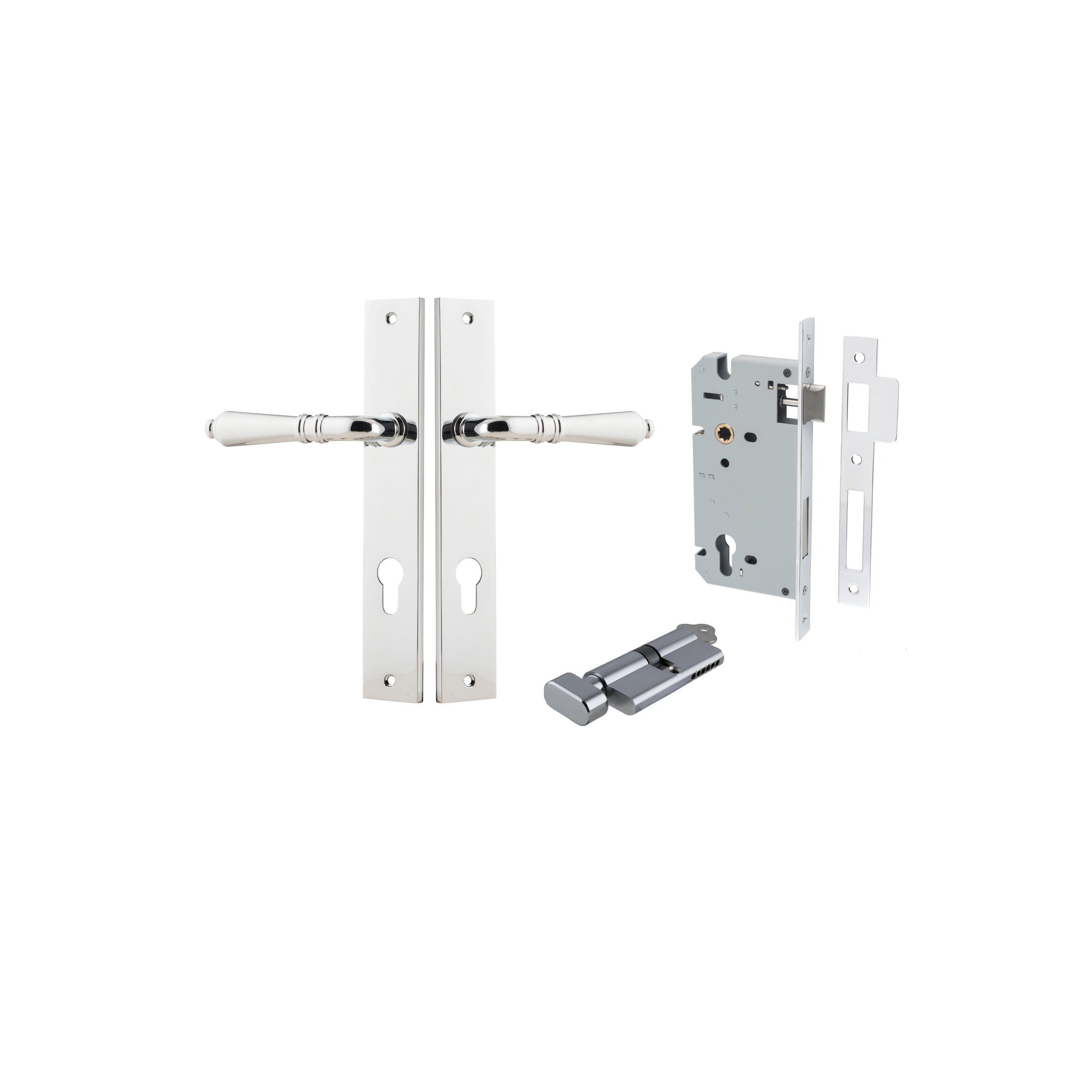 Sarlat Lever - Rectangular Backplate - Ella Grace - Iver - Polished Chrome - Door Levers