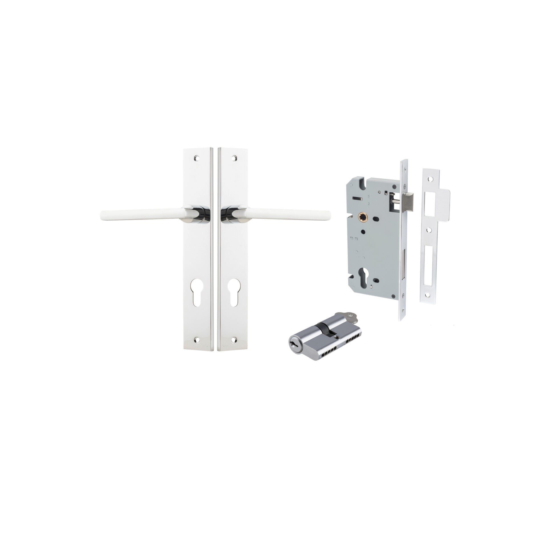 Baltimore Lever - Rectangular Backplate - Ella Grace - Iver - Polished Chrome - Door Levers