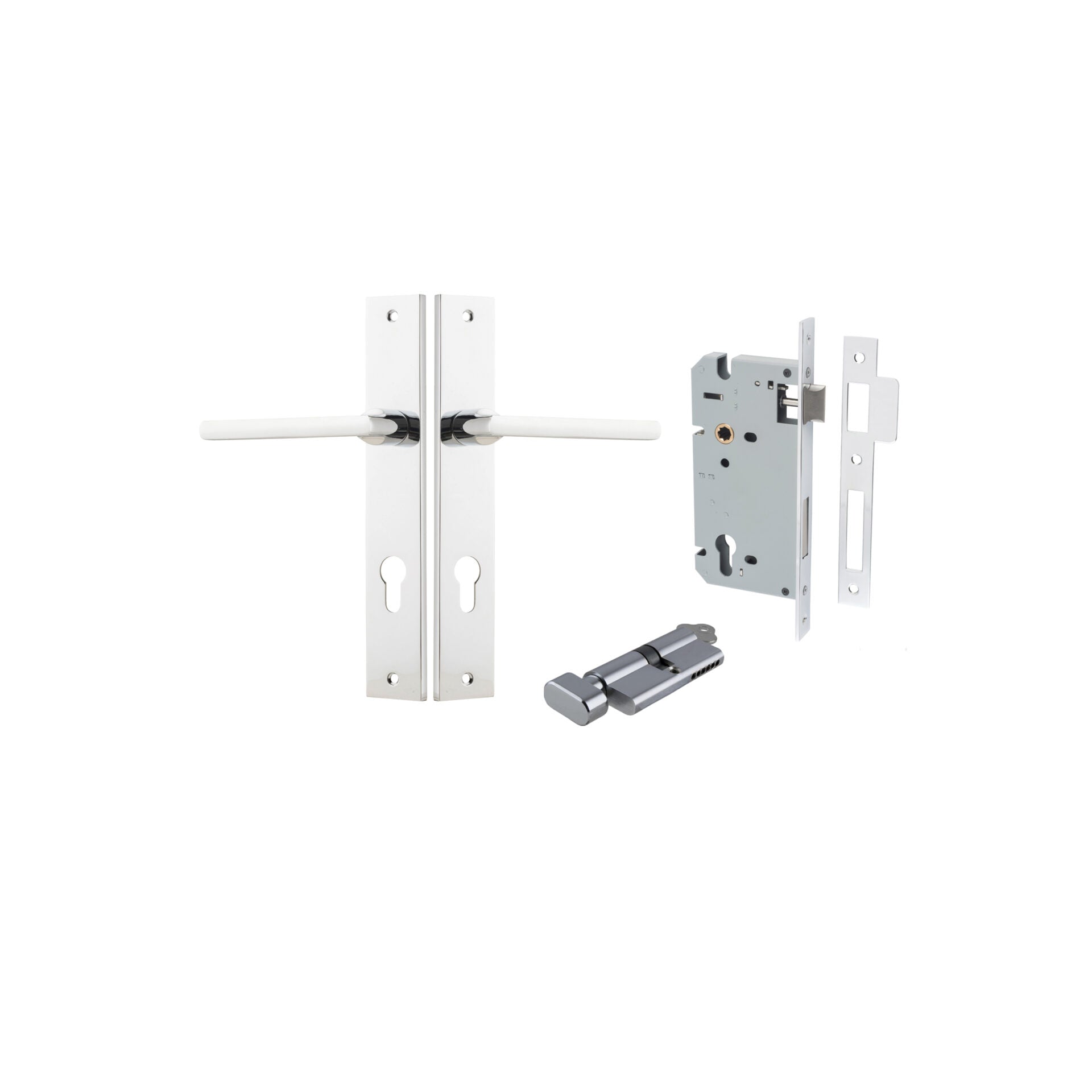 Baltimore Lever - Rectangular Backplate - Ella Grace - Iver - Polished Chrome - Door Levers