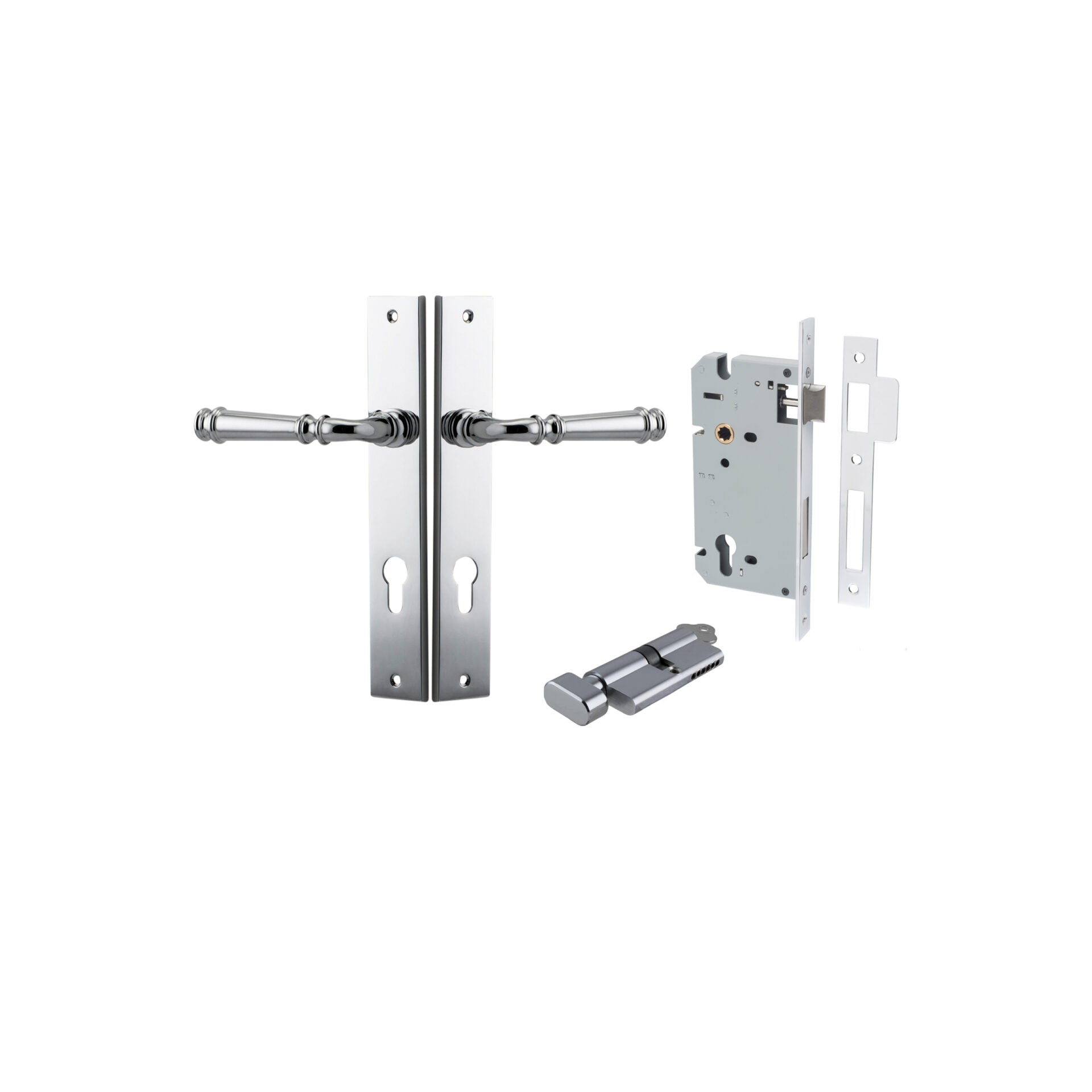 Verona Lever - Rectangular Backplate - Ella Grace - Iver - Polished Chrome - Door Levers