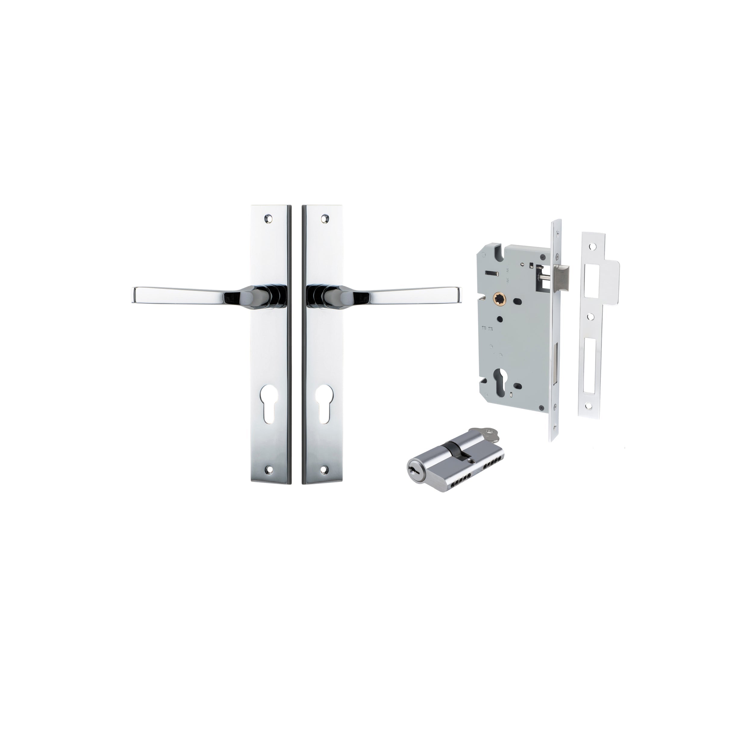 Annecy Lever - Rectangular Backplate - Ella Grace - Iver - Polished Chrome - Door Levers