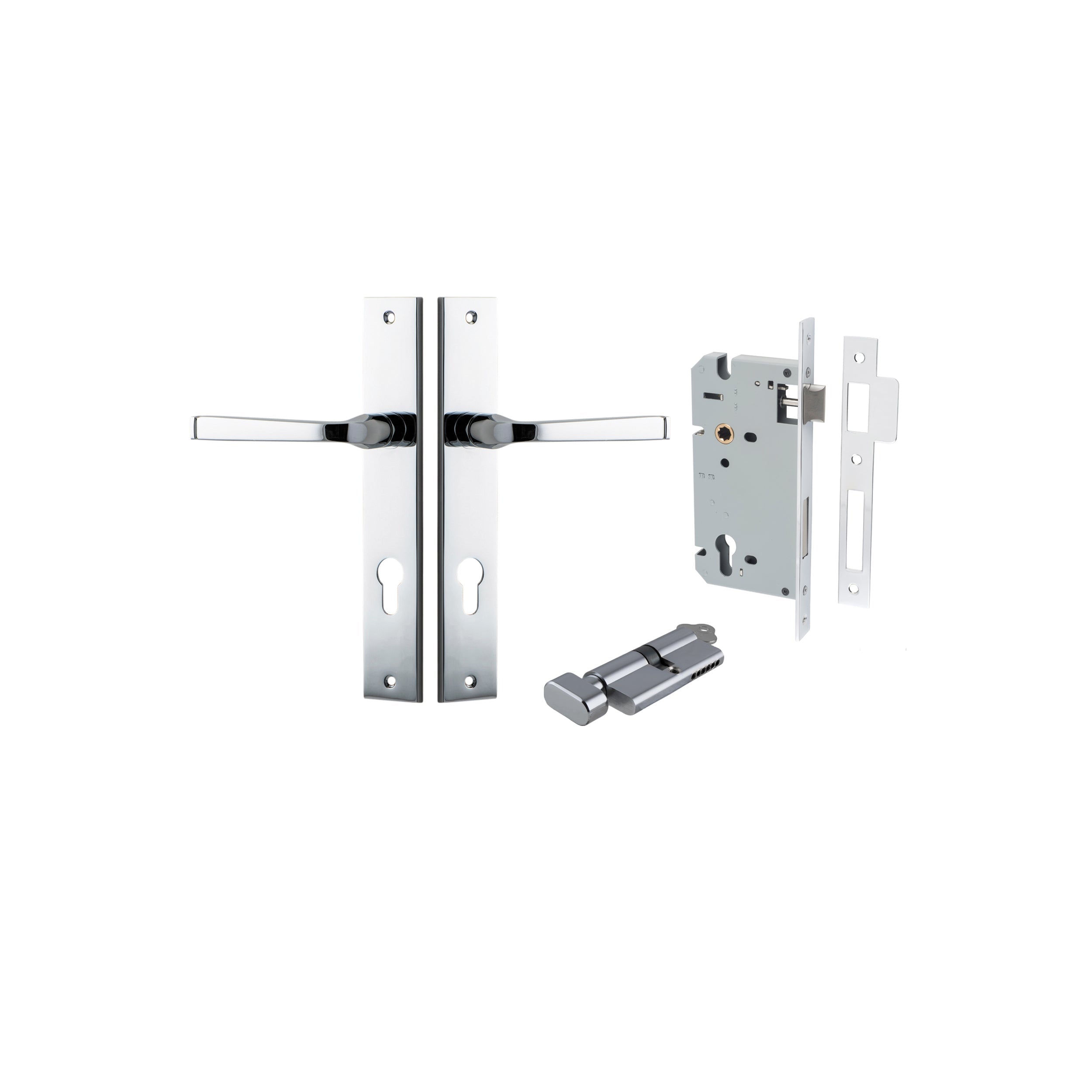 Annecy Lever - Rectangular Backplate - Ella Grace - Iver - Polished Chrome - Door Levers