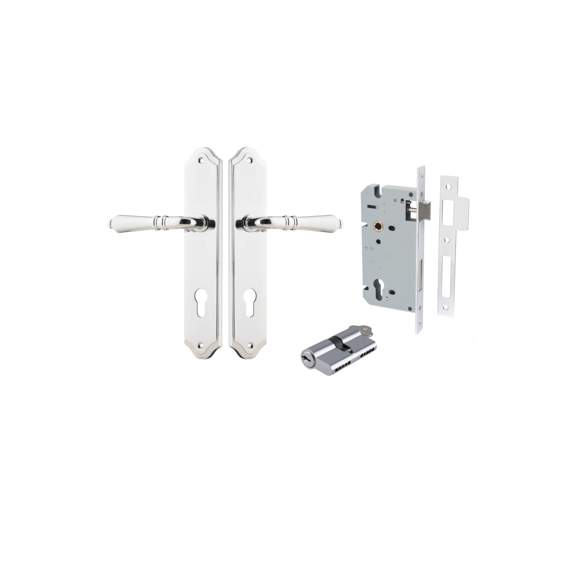 Sarlat Lever - Shouldered Backplate - Ella Grace - Iver - Polished Chrome - Door Levers