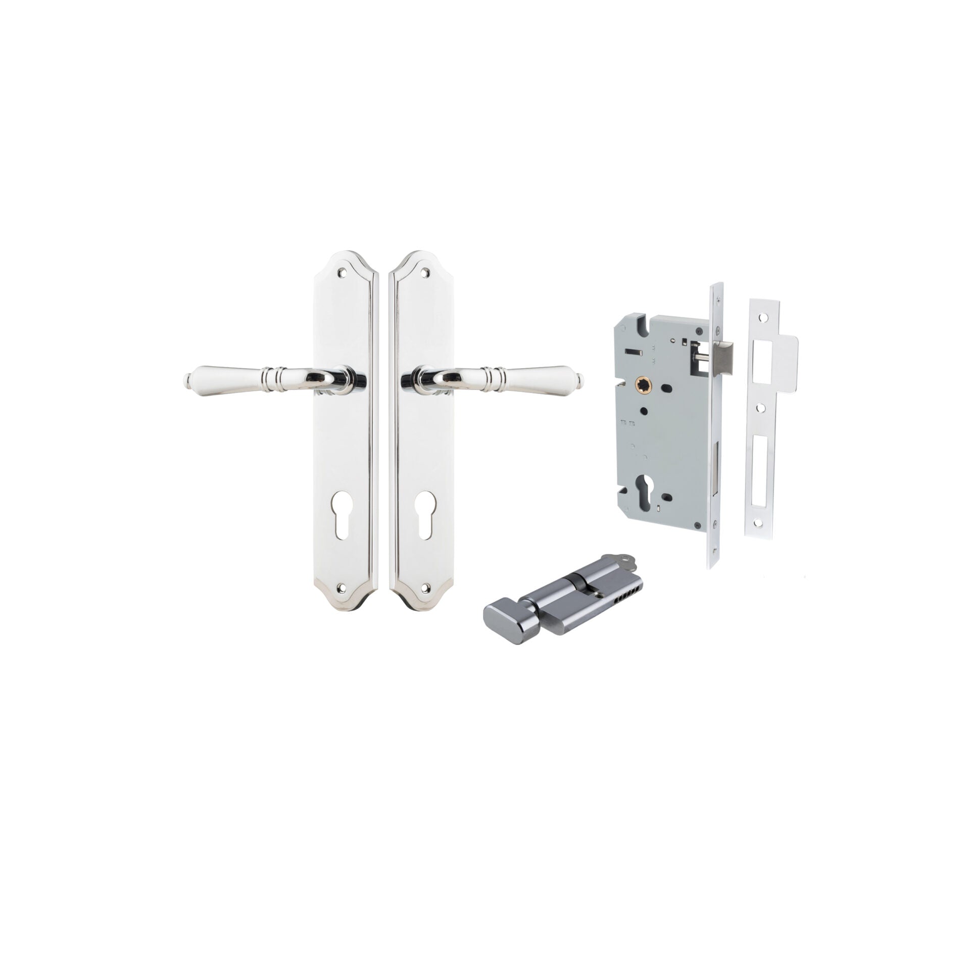 Sarlat Lever - Shouldered Backplate - Ella Grace - Iver - Polished Chrome - Door Levers