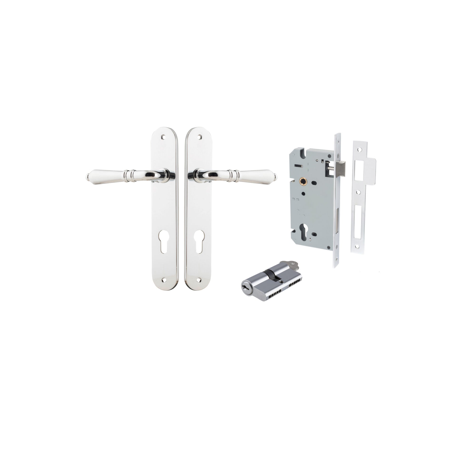 Sarlat Lever - Oval Backplate - Ella Grace - Iver - Polished Chrome - Door Levers