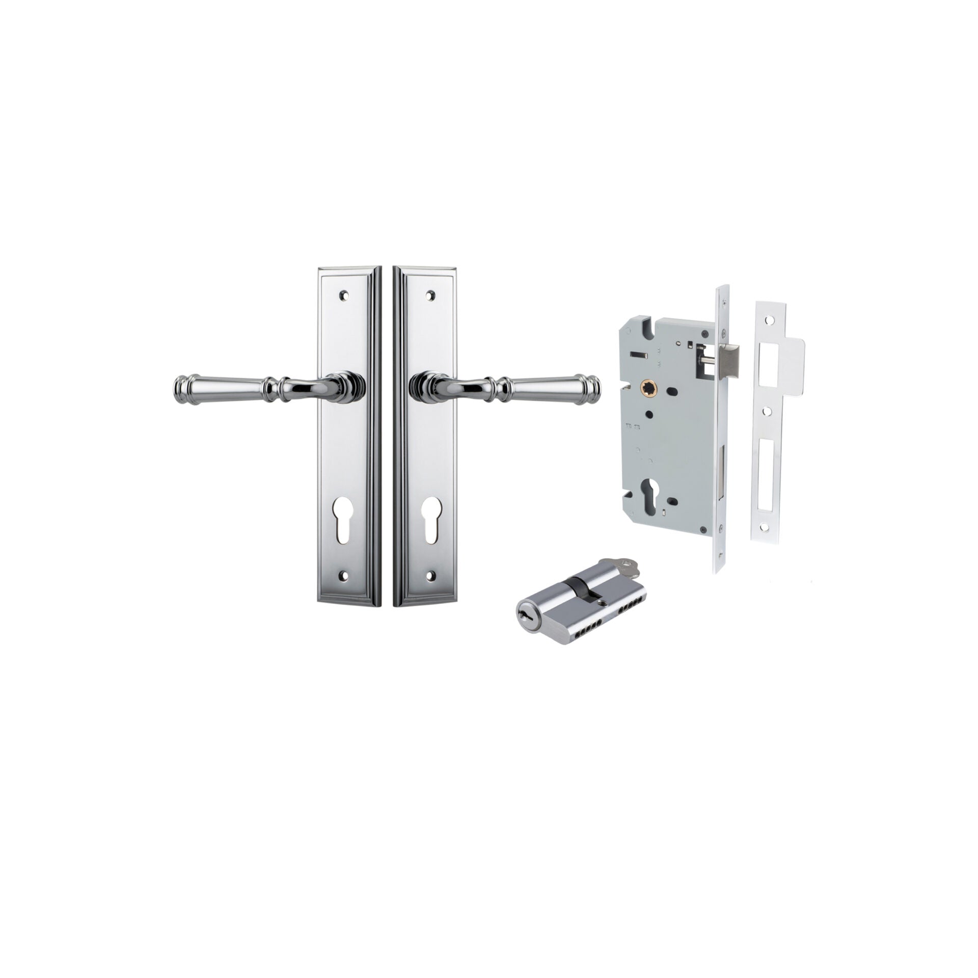 Verona Lever - Stepped Backplate - Ella Grace - Iver - Polished Chrome - Door Levers