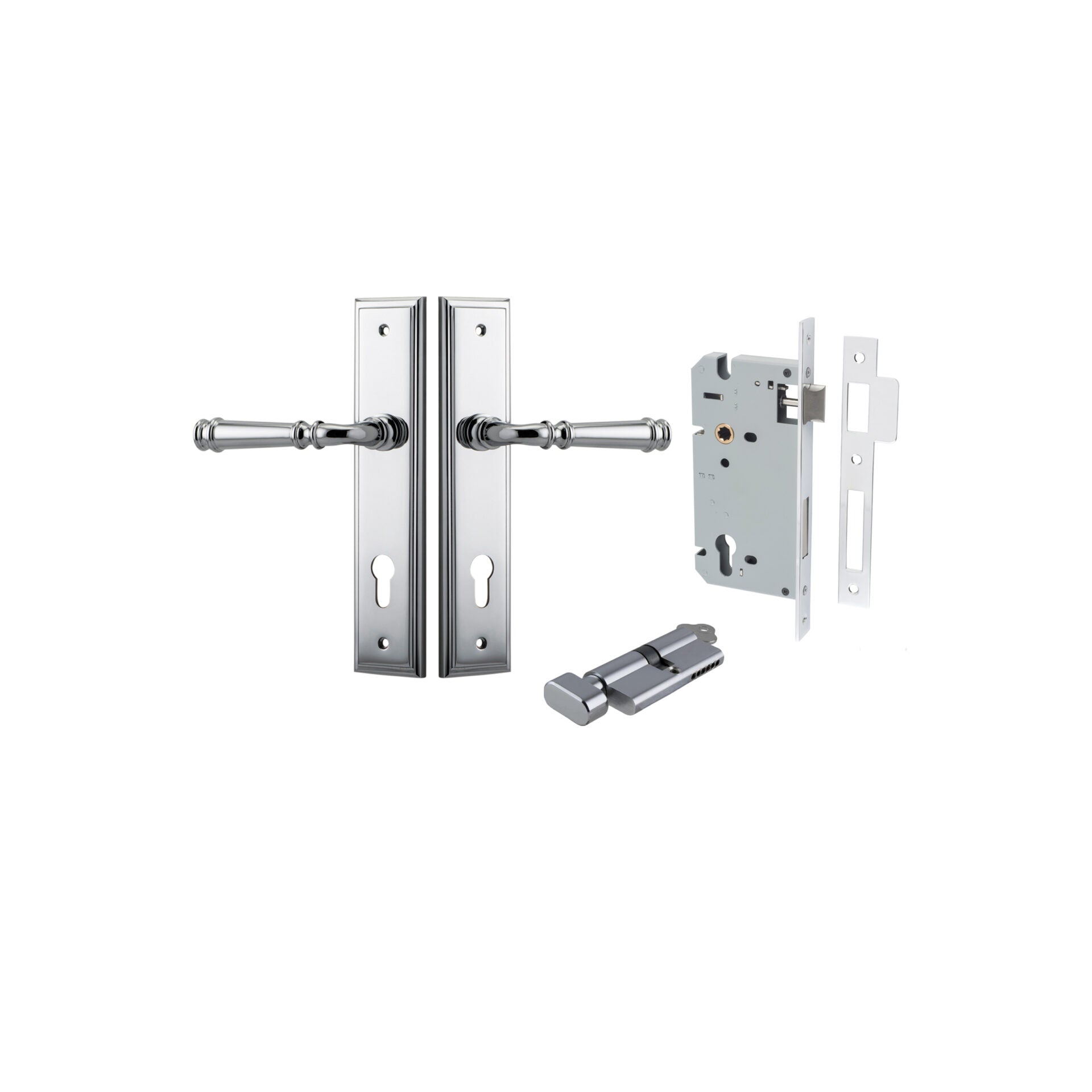 Verona Lever - Stepped Backplate - Ella Grace - Iver - Polished Chrome - Door Levers