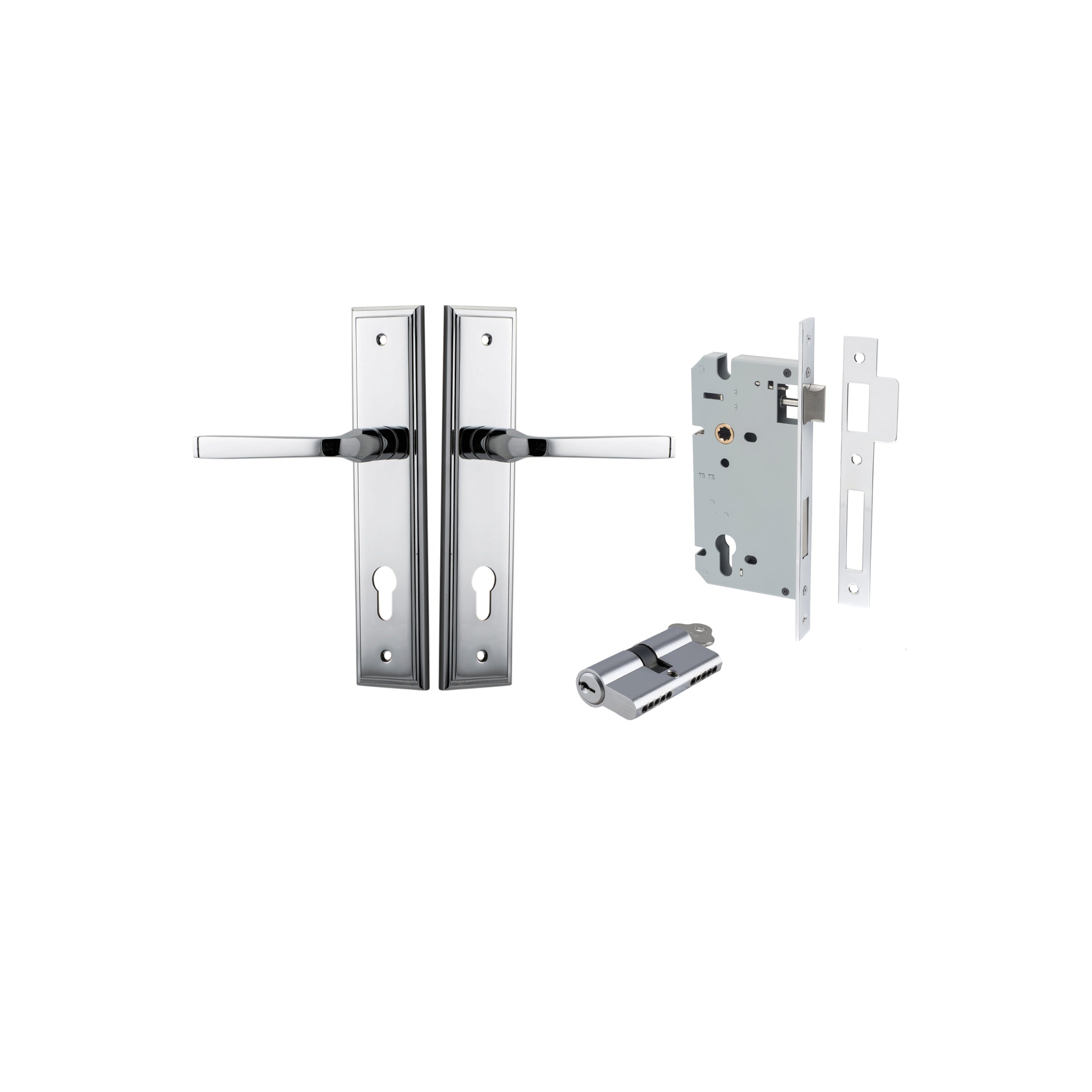 Annecy Lever - Stepped Backplate - Ella Grace - Iver - Polished Chrome - Door Levers