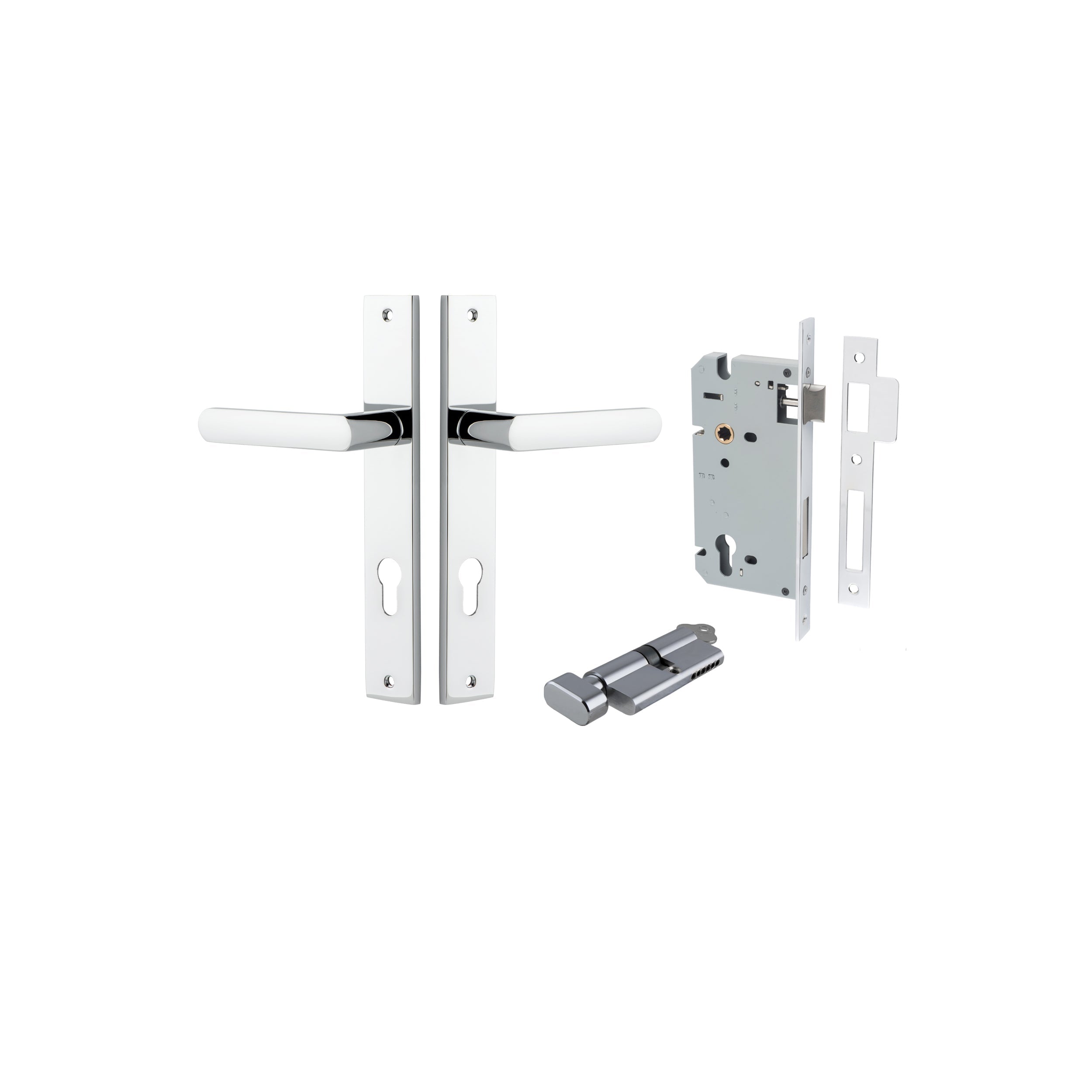 Osaka Lever - Rectangular Backplate - Ella Grace - Iver - Polished Chrome - Door Levers