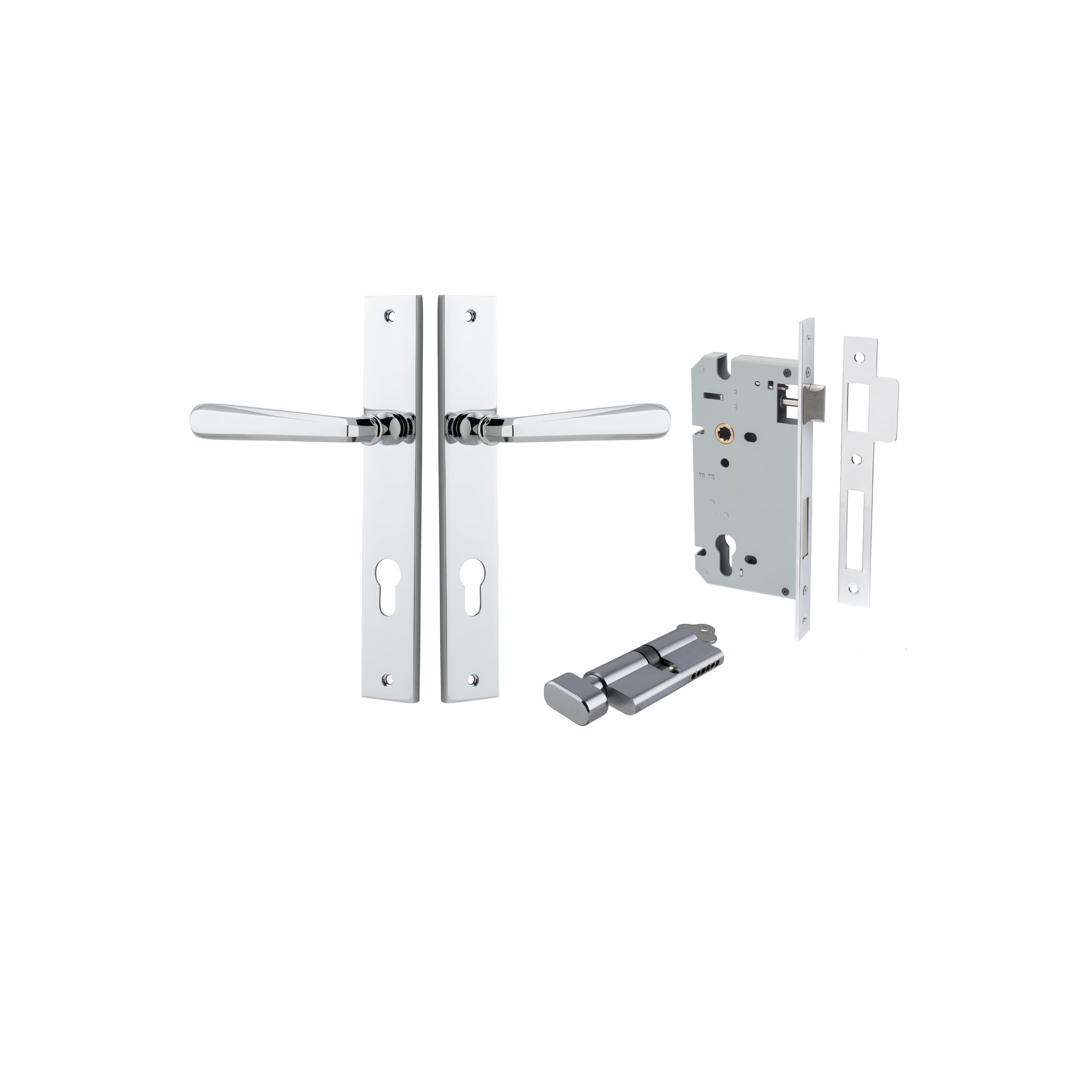 Copenhagen Lever - Rectangular Backplate - Ella Grace - Iver - Polished Chrome - Door Levers