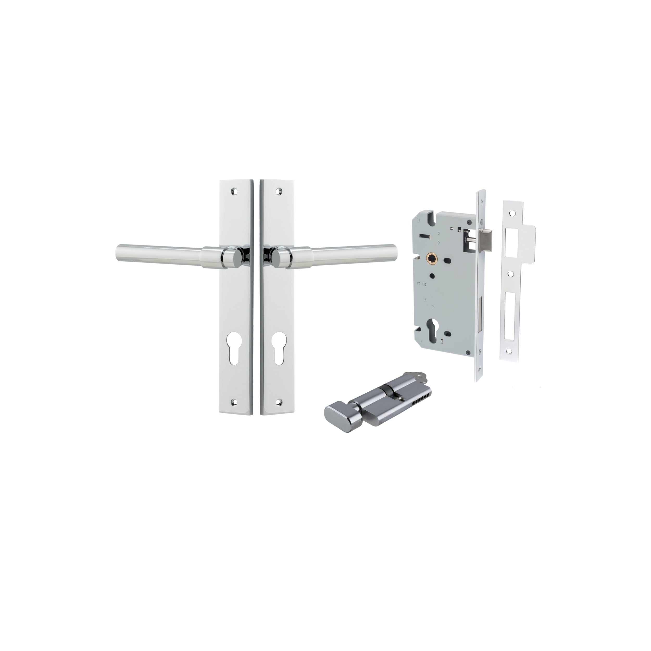 Helsinki Lever - Rectangular Backplate - Ella Grace - Iver - Polished Chrome - Door Levers