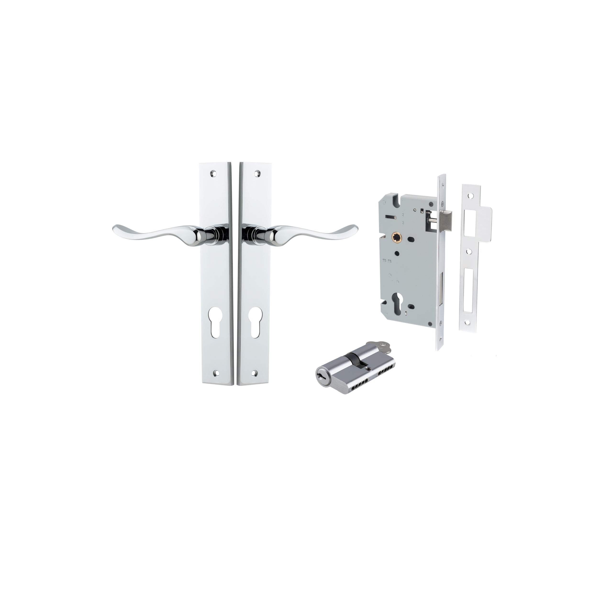 Stirling Lever - Rectangular Backplate - Ella Grace - Iver - Polished Chrome - Door Levers