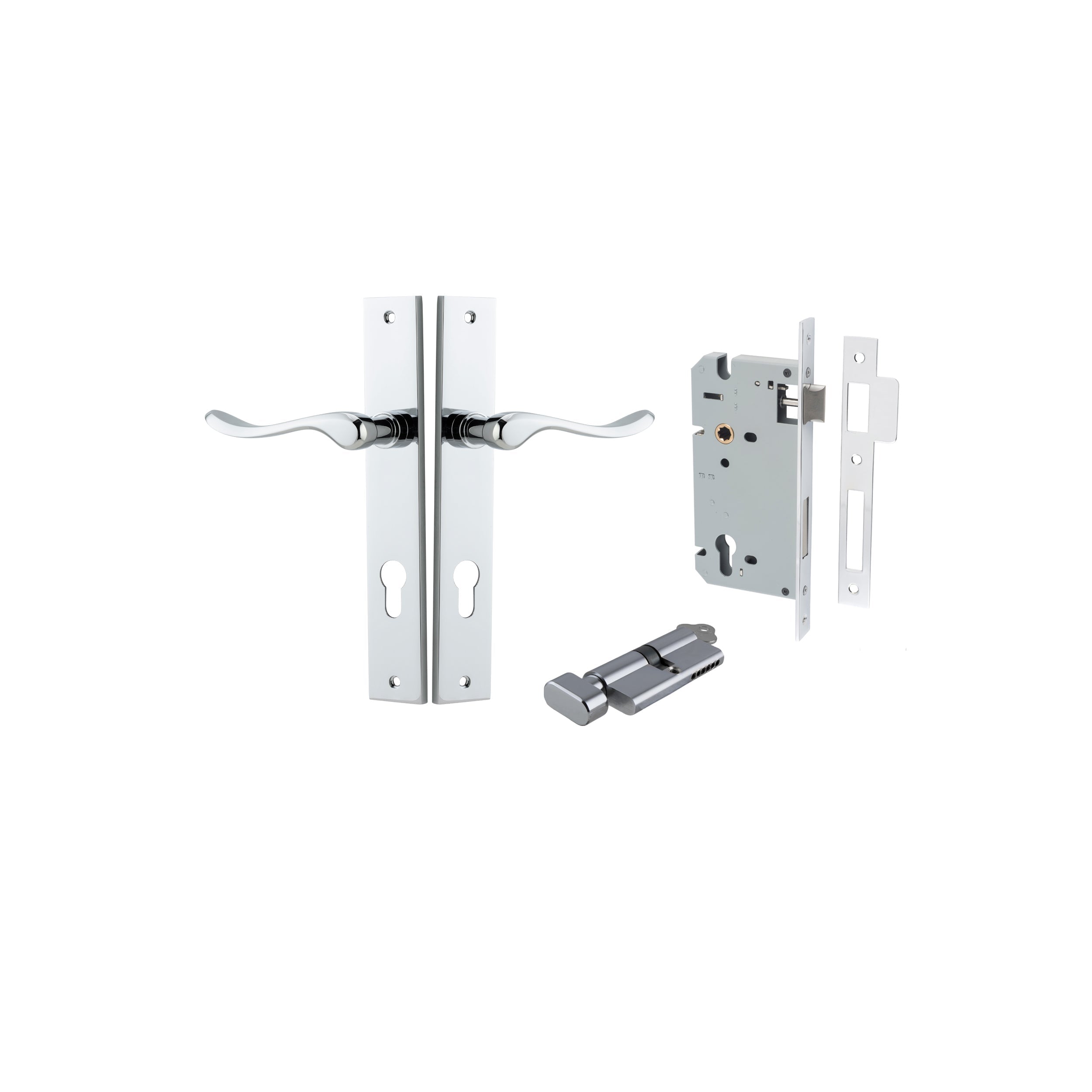 Stirling Lever - Rectangular Backplate - Ella Grace - Iver - Polished Chrome - Door Levers