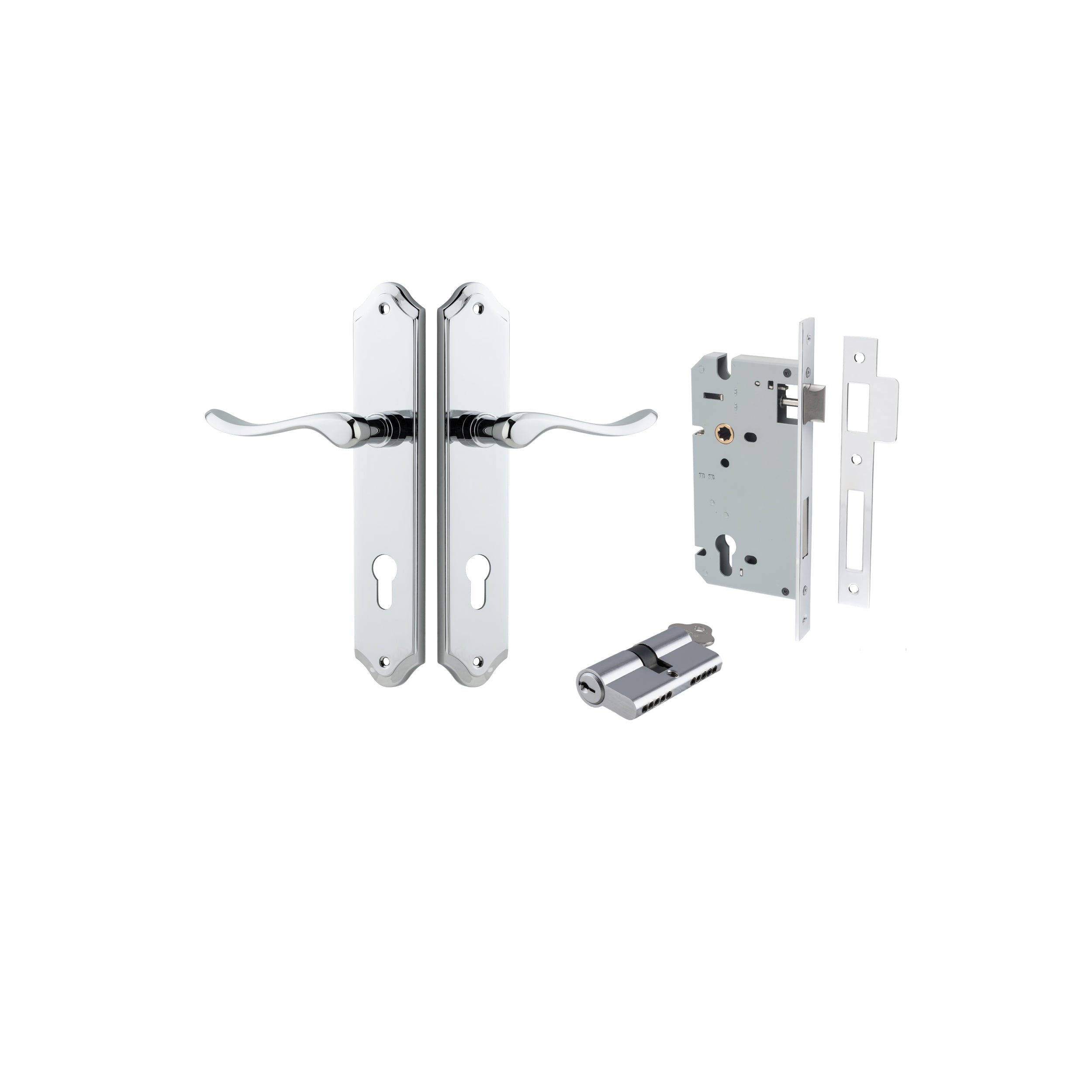 Stirling Lever - Shouldered Backplate - Ella Grace - Iver - Polished Chrome - Door Levers