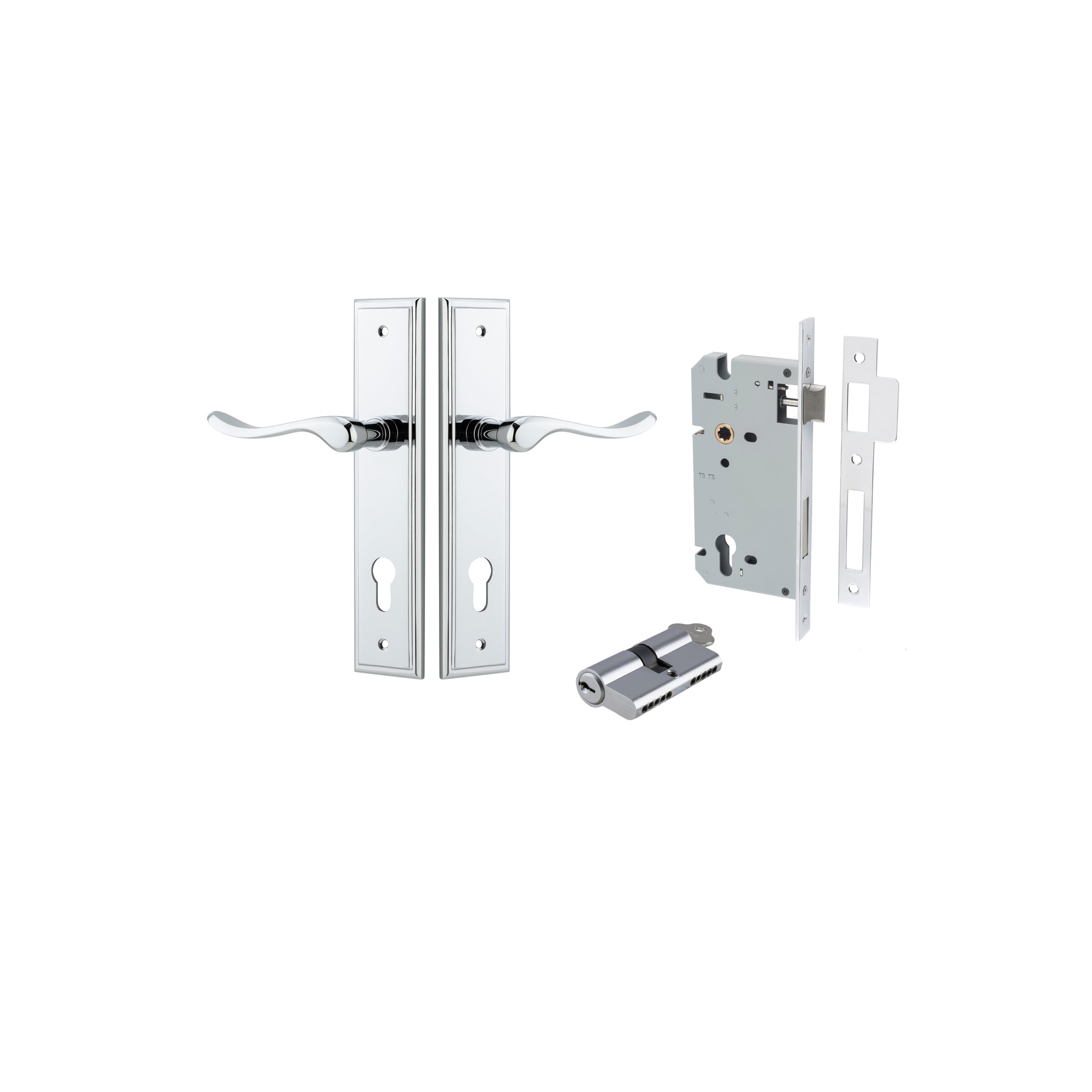 Stirling Lever - Stepped Backplate - Ella Grace - Iver - Polished Chrome - Door Levers