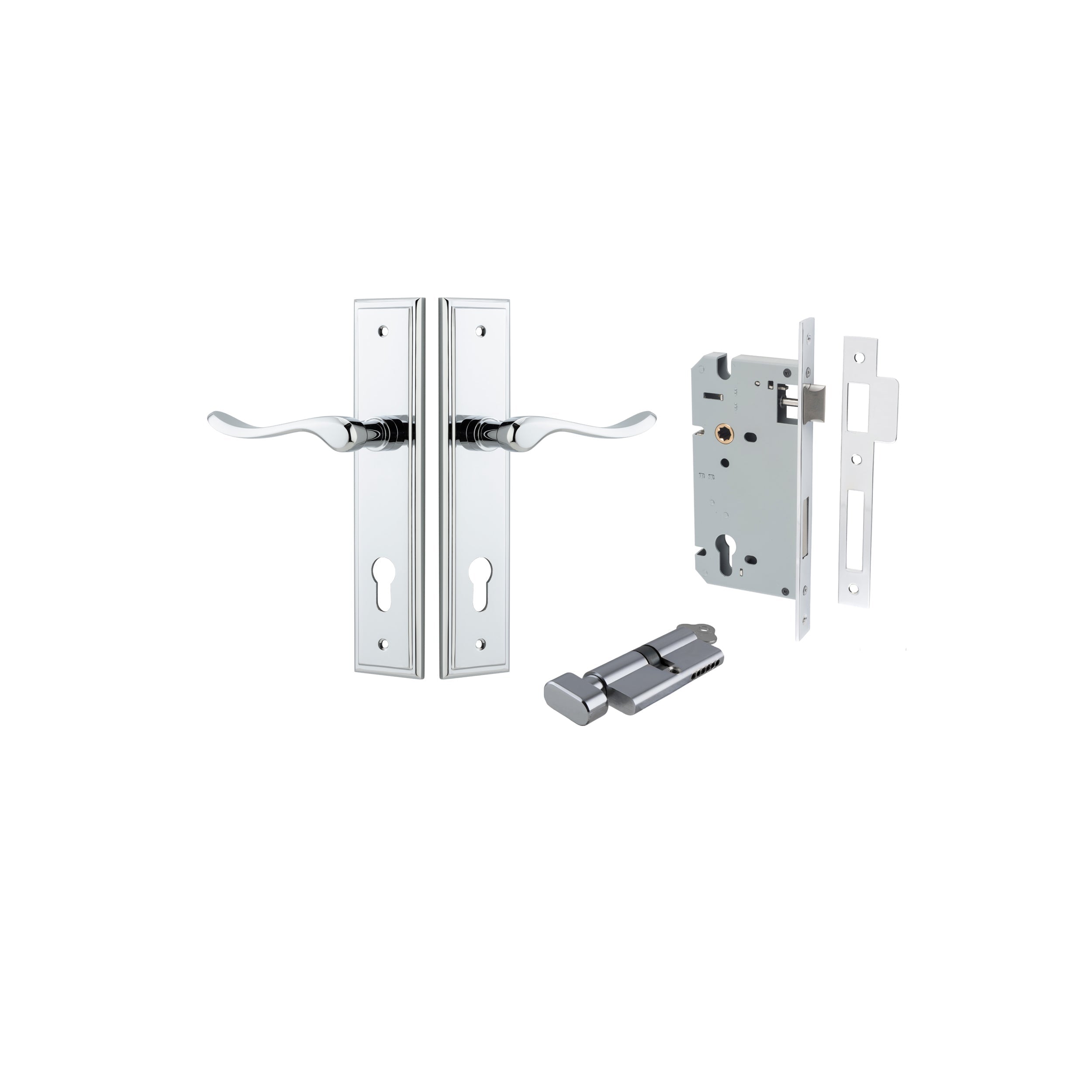 Stirling Lever - Stepped Backplate - Ella Grace - Iver - Polished Chrome - Door Levers