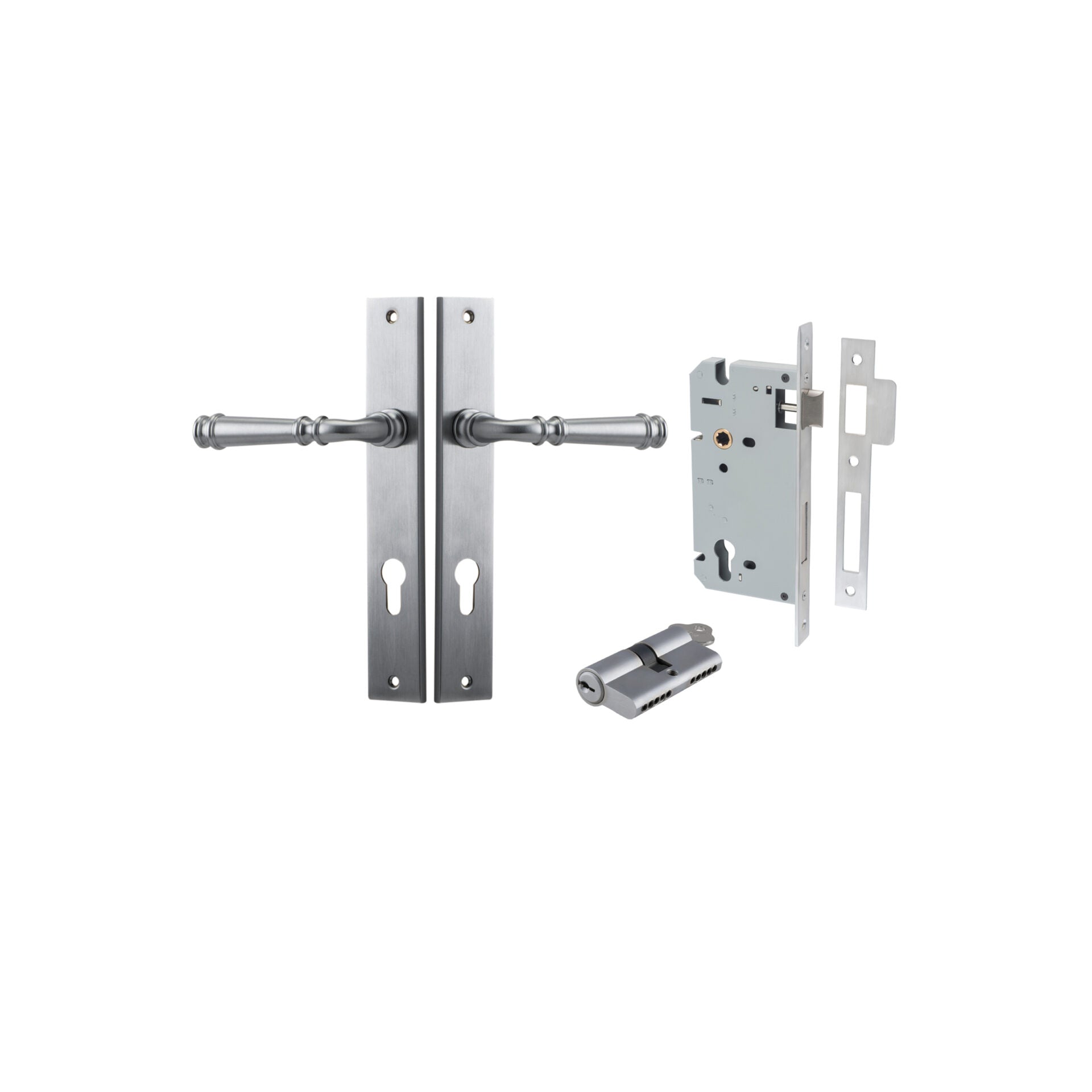 Verona Lever - Rectangular Backplate - Ella Grace - Iver - Brushed Chrome - Door Levers