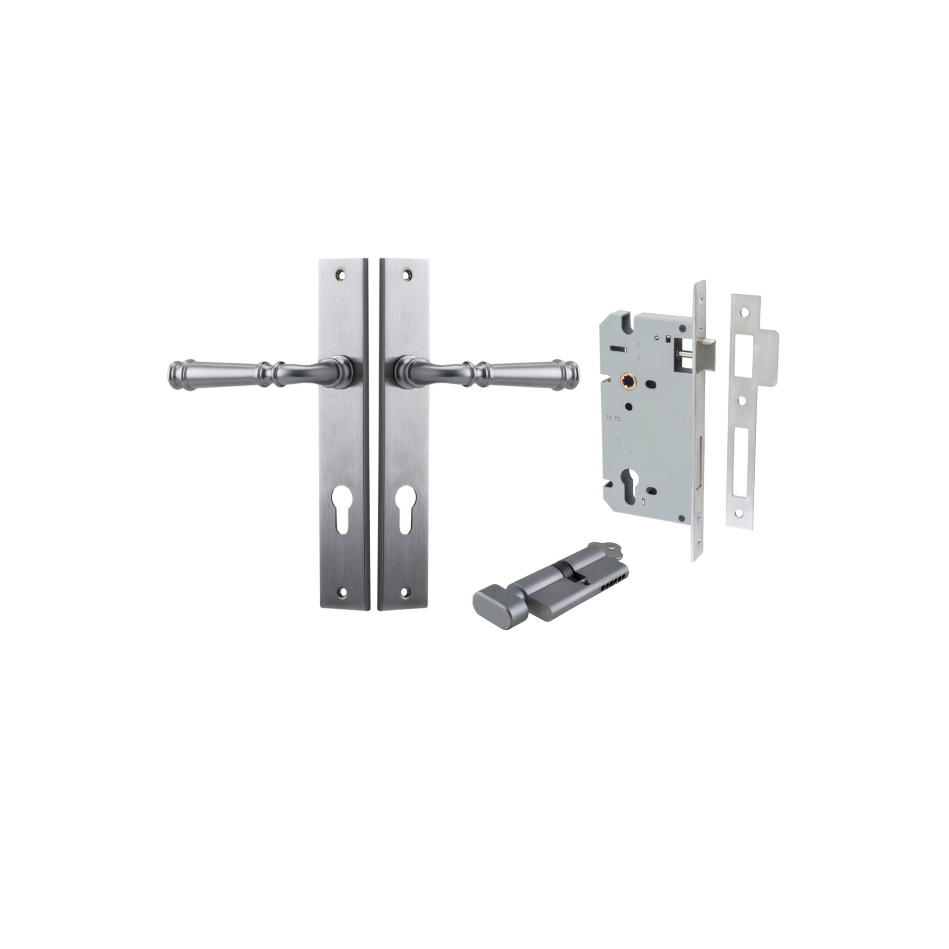 Verona Lever - Rectangular Backplate - Ella Grace - Iver - Brushed Chrome - Door Levers