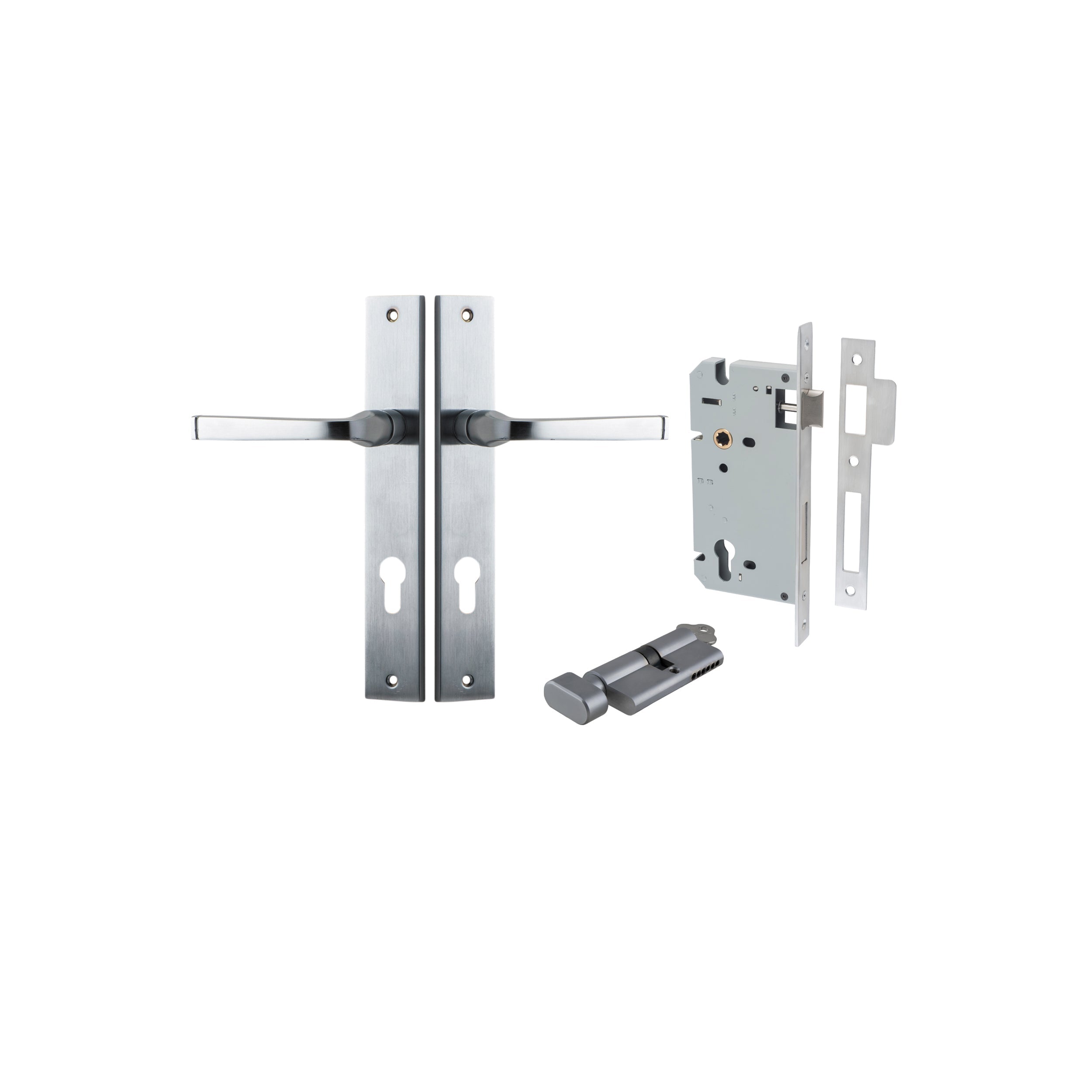 Annecy Lever - Rectangular Backplate - Ella Grace - Iver - Brushed Chrome - Door Levers