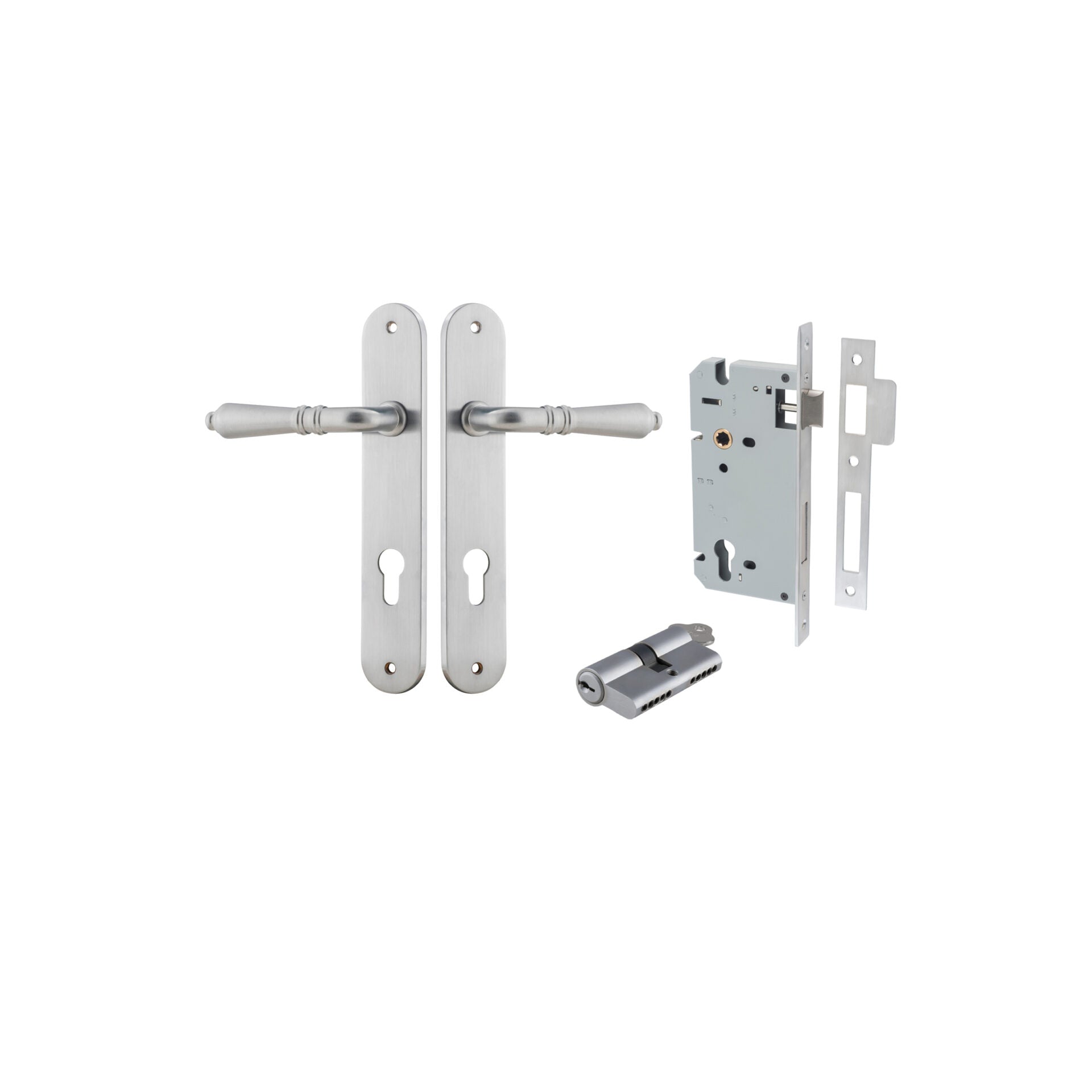 Sarlat Lever - Oval Backplate - Ella Grace - Iver - Brushed Chrome - Door Levers