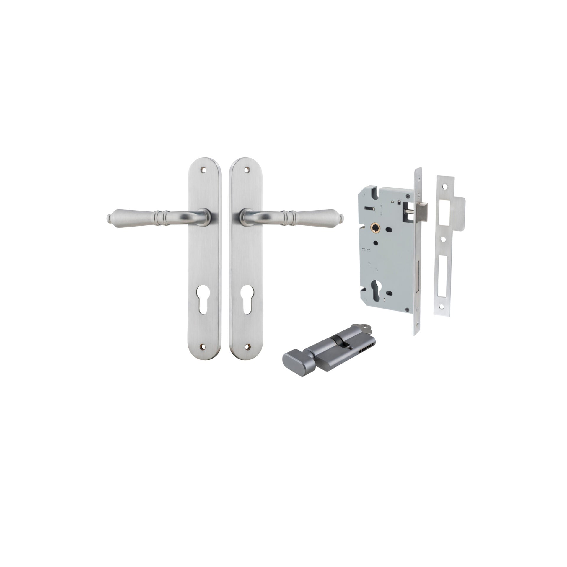 Sarlat Lever - Oval Backplate - Ella Grace - Iver - Brushed Chrome - Door Levers