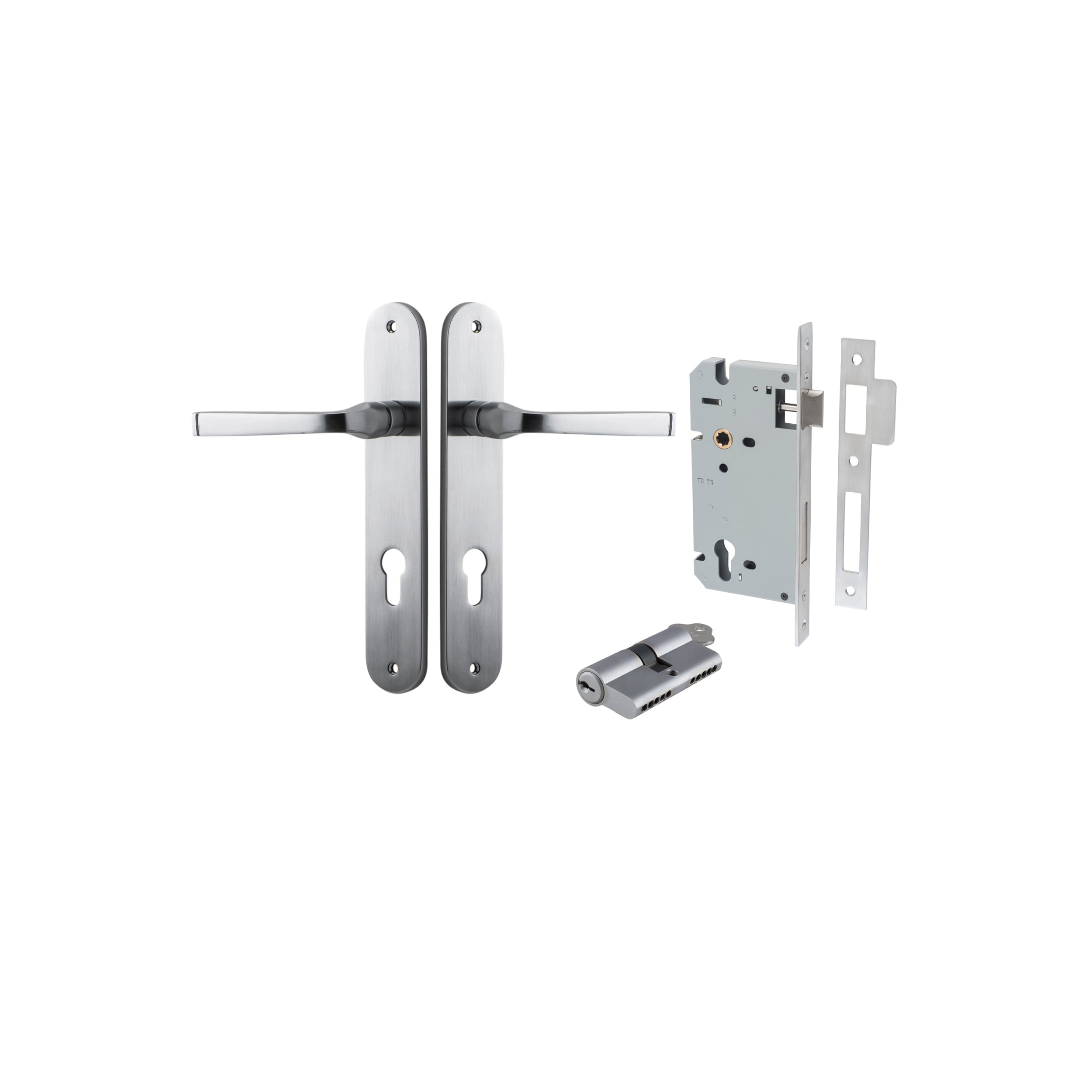 Annecy Lever - Oval Backplate - Ella Grace - Iver - Brushed Chrome - Door Levers