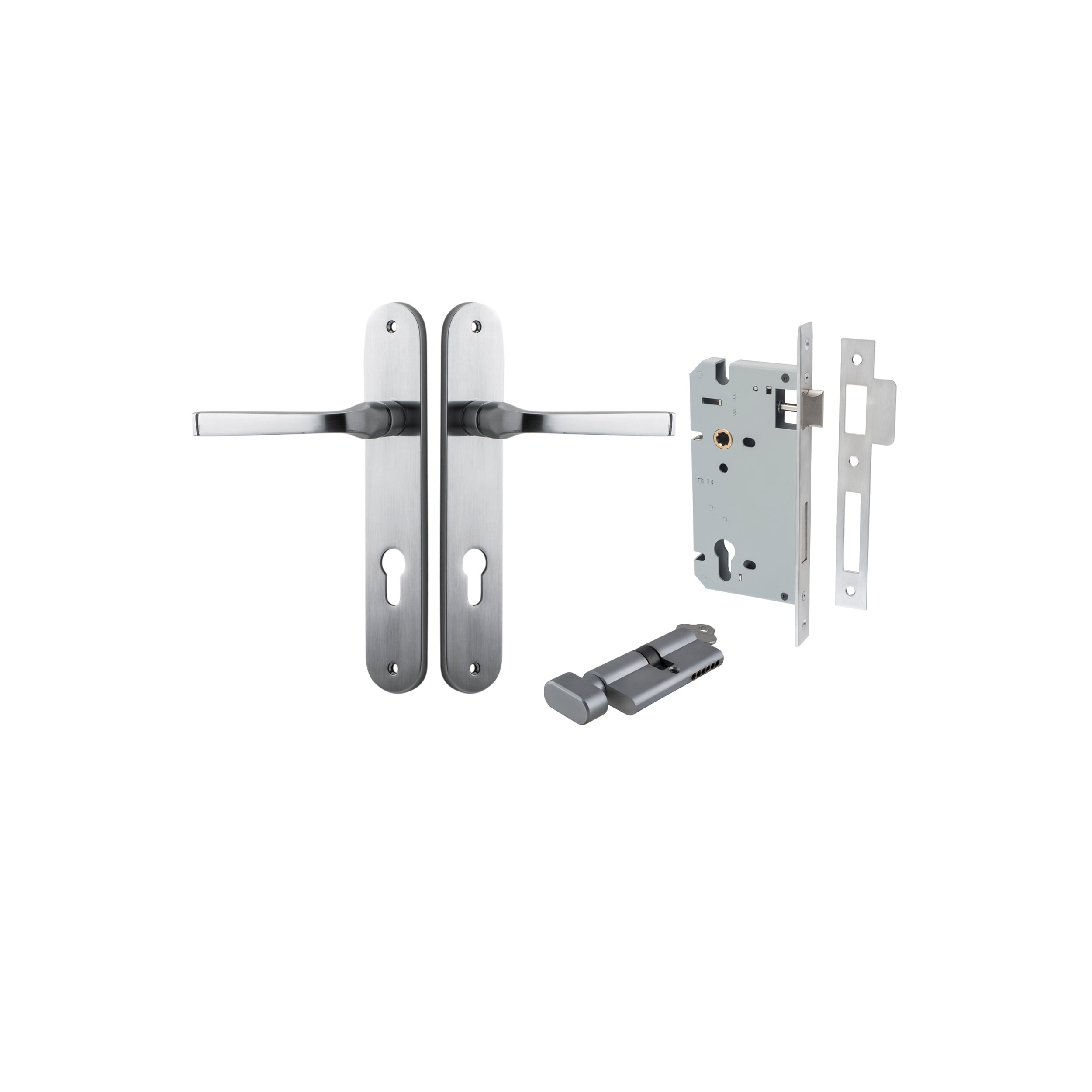 Annecy Lever - Oval Backplate - Ella Grace - Iver - Brushed Chrome - Door Levers