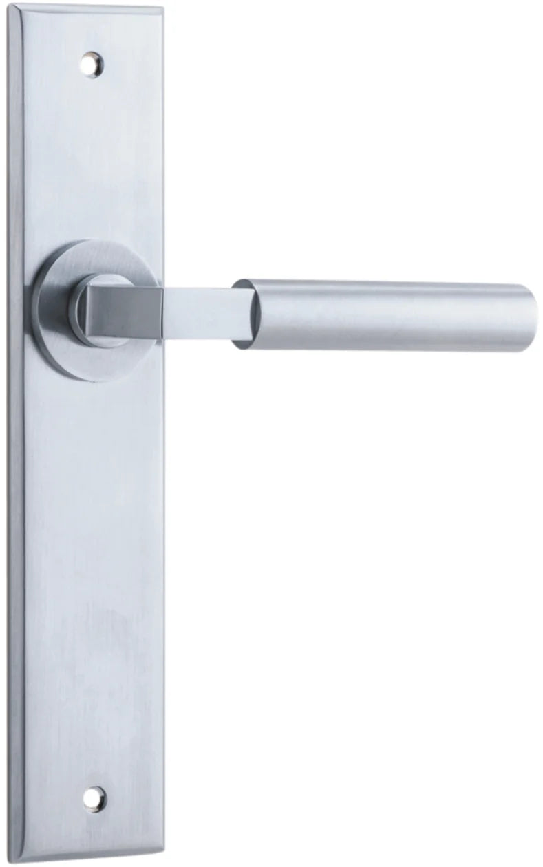 Berlin Lever - Chamfered Backplate - Ella Grace - Iver - Brushed Chrome - Door Levers