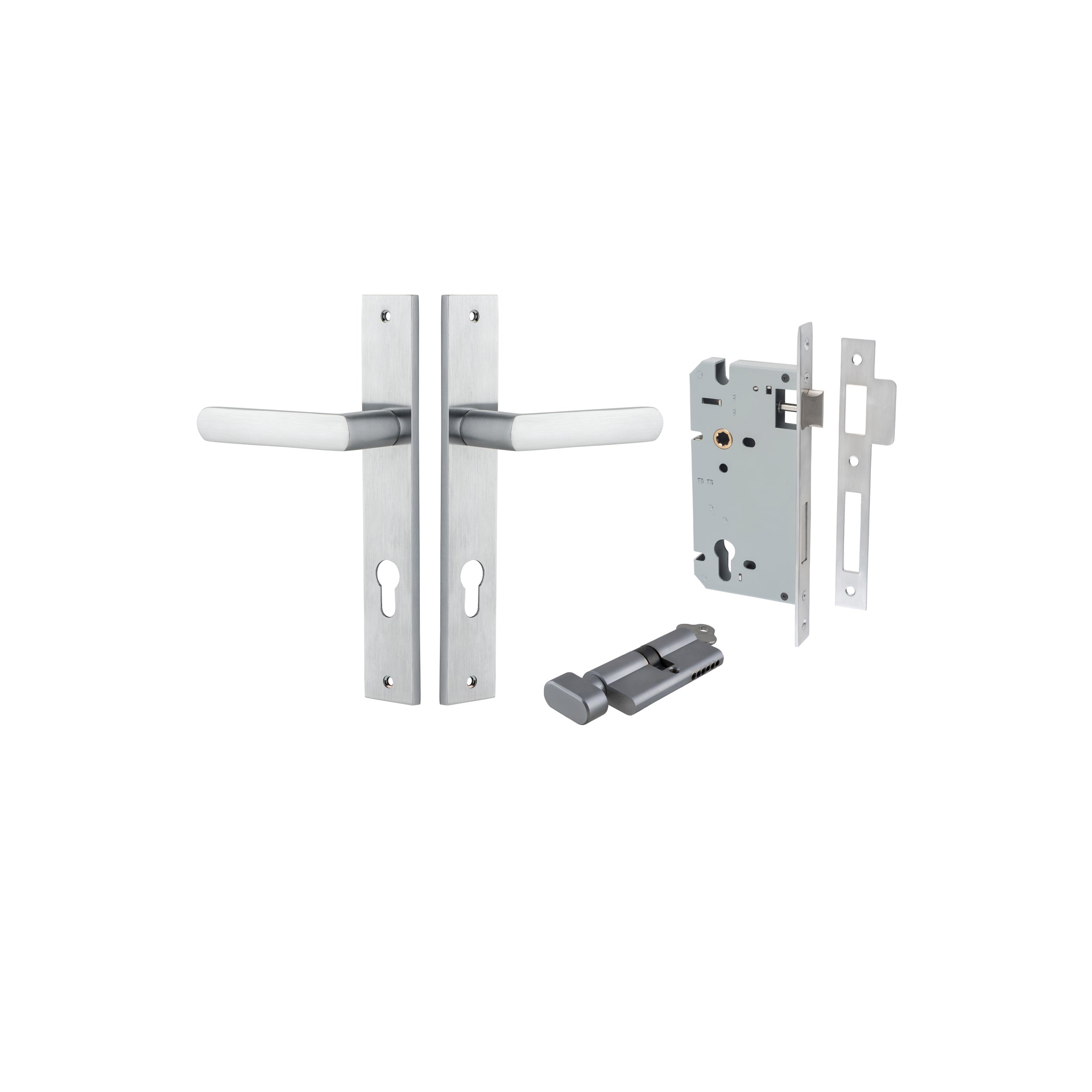 Osaka Lever - Rectangular Backplate - Ella Grace - Iver - Brushed Chrome - Door Levers