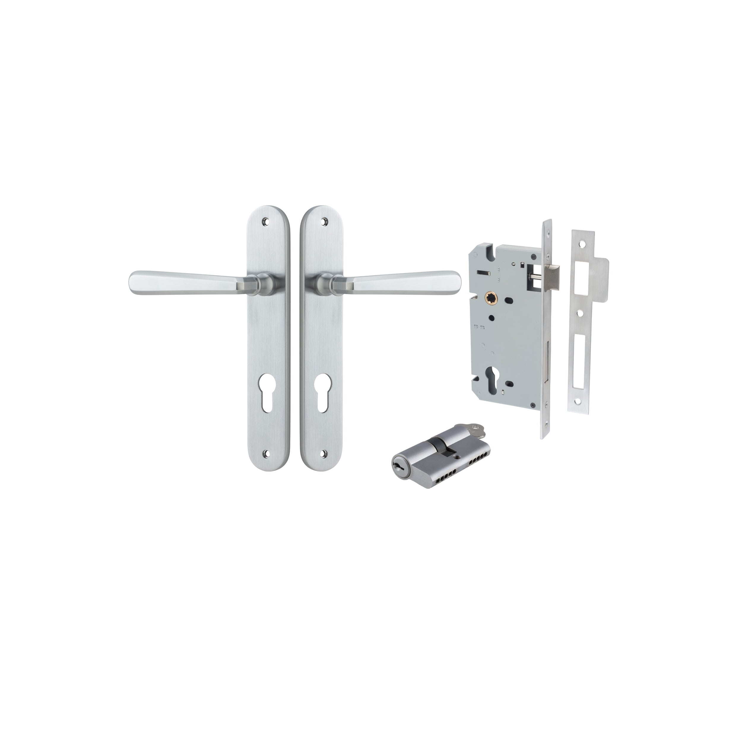 Copenhagen Lever - Oval Backplate - Ella Grace - Iver - Brushed Chrome - Door Levers