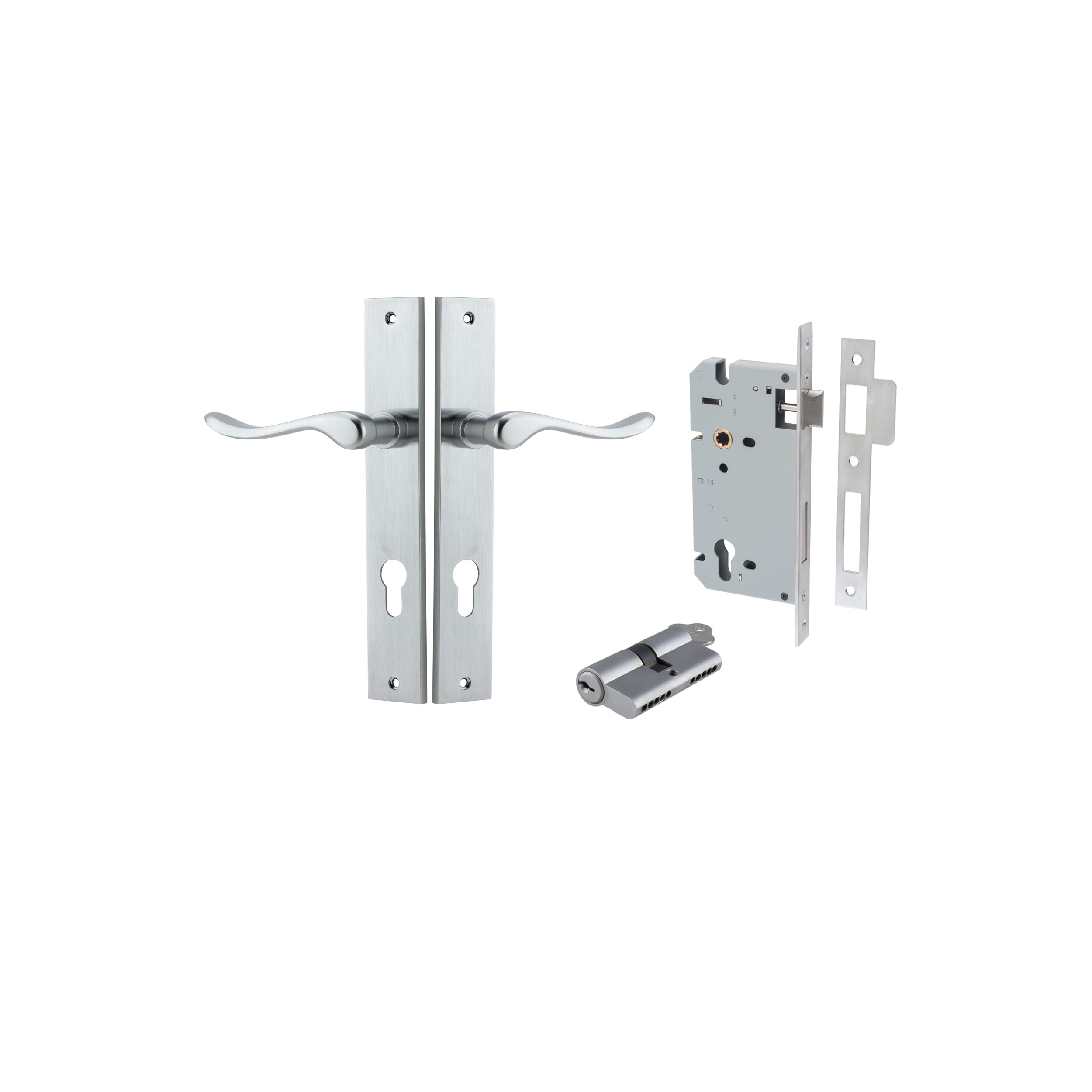 Stirling Lever - Rectangular Backplate - Ella Grace - Iver - Brushed Chrome - Door Levers