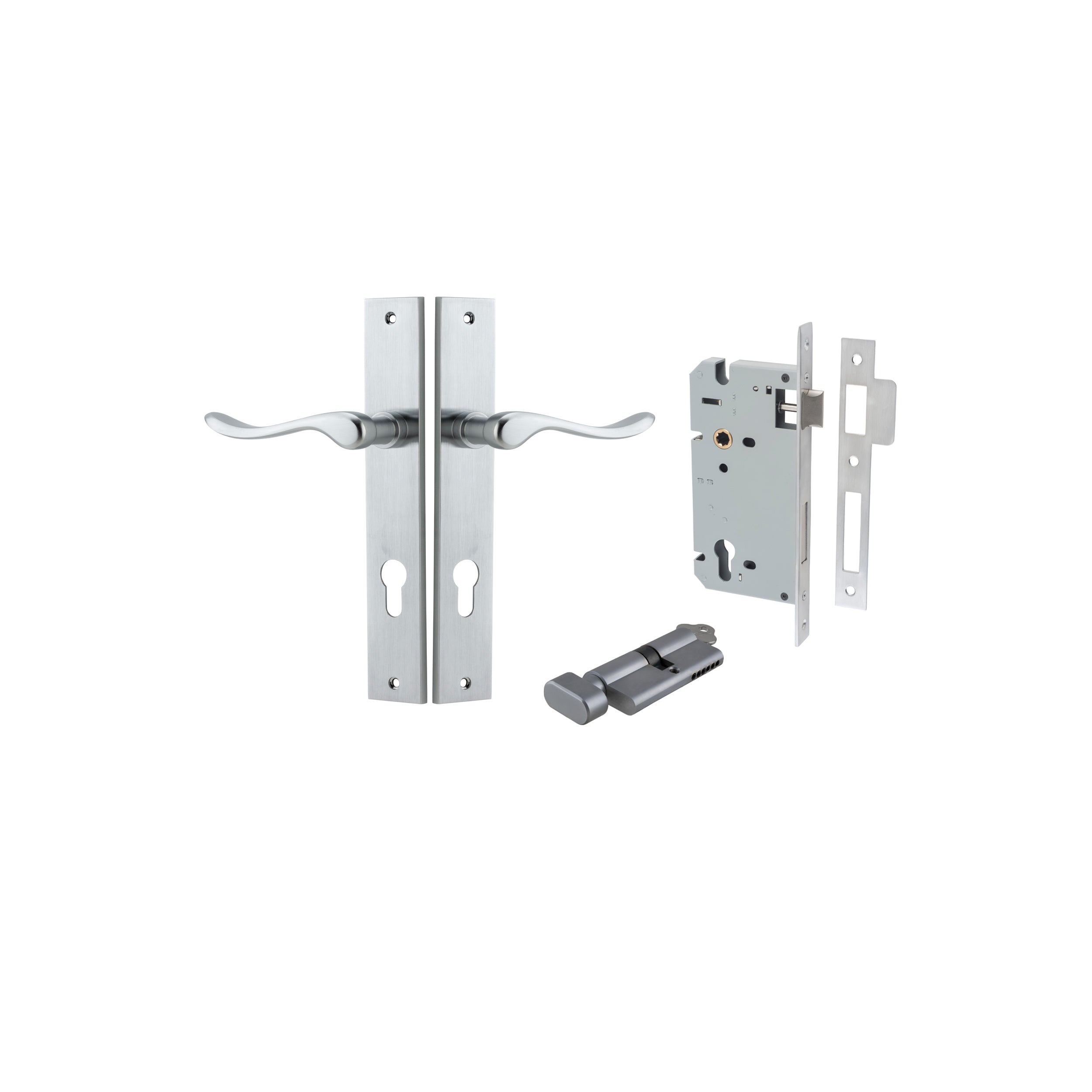 Stirling Lever - Rectangular Backplate - Ella Grace - Iver - Brushed Chrome - Door Levers