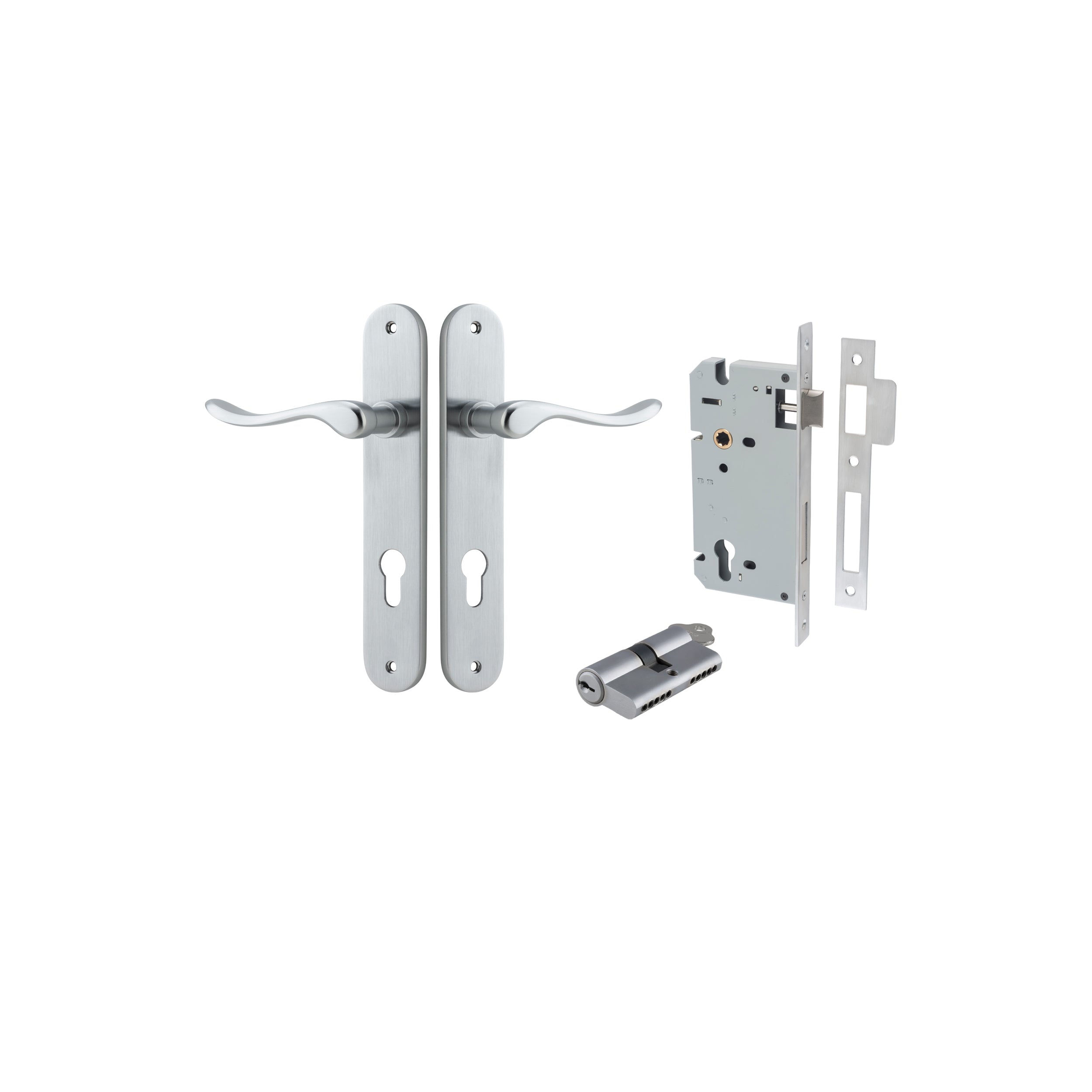 Stirling Lever - Oval Backplate - Ella Grace - Iver - Brushed Chrome - Door Levers