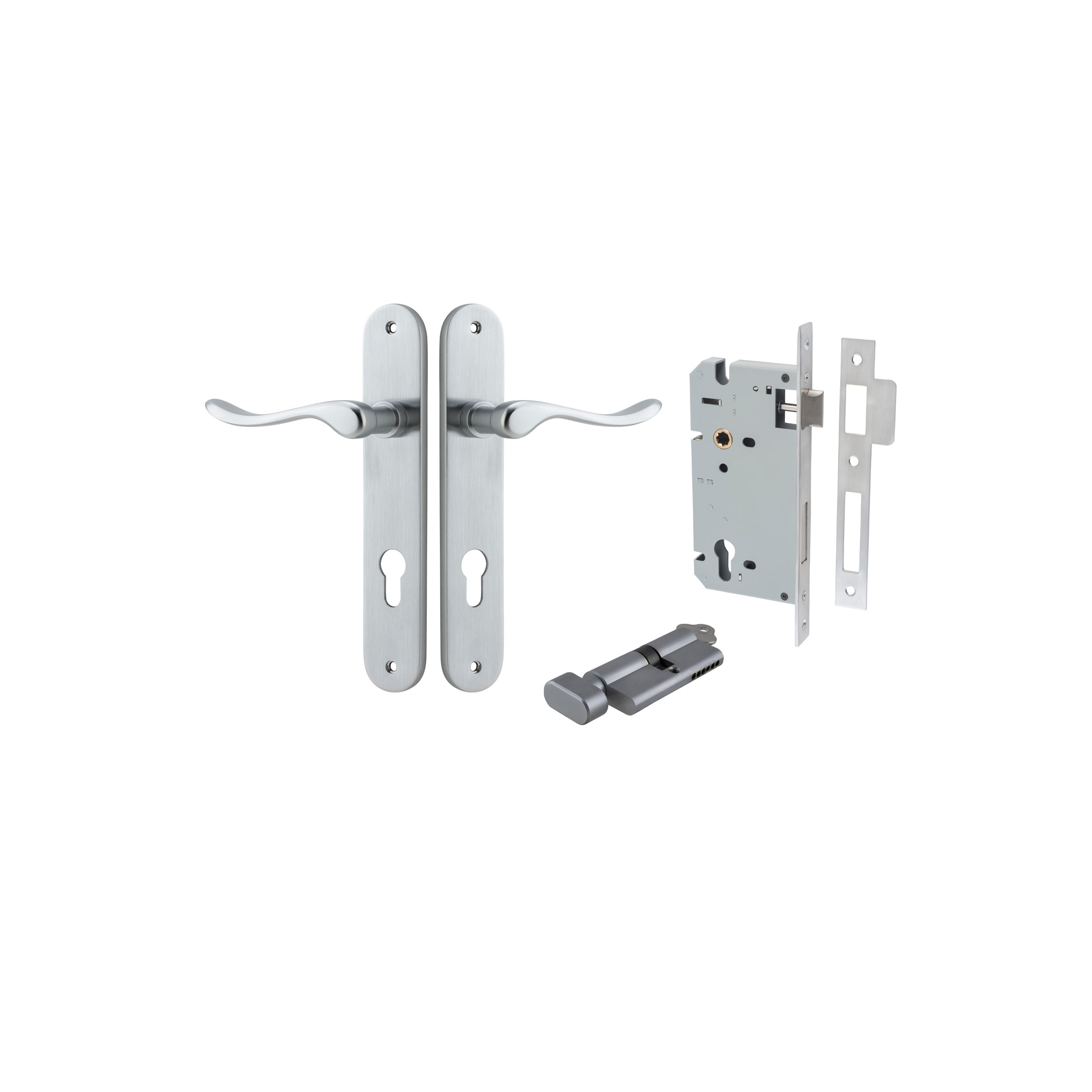 Stirling Lever - Oval Backplate - Ella Grace - Iver - Brushed Chrome - Door Levers