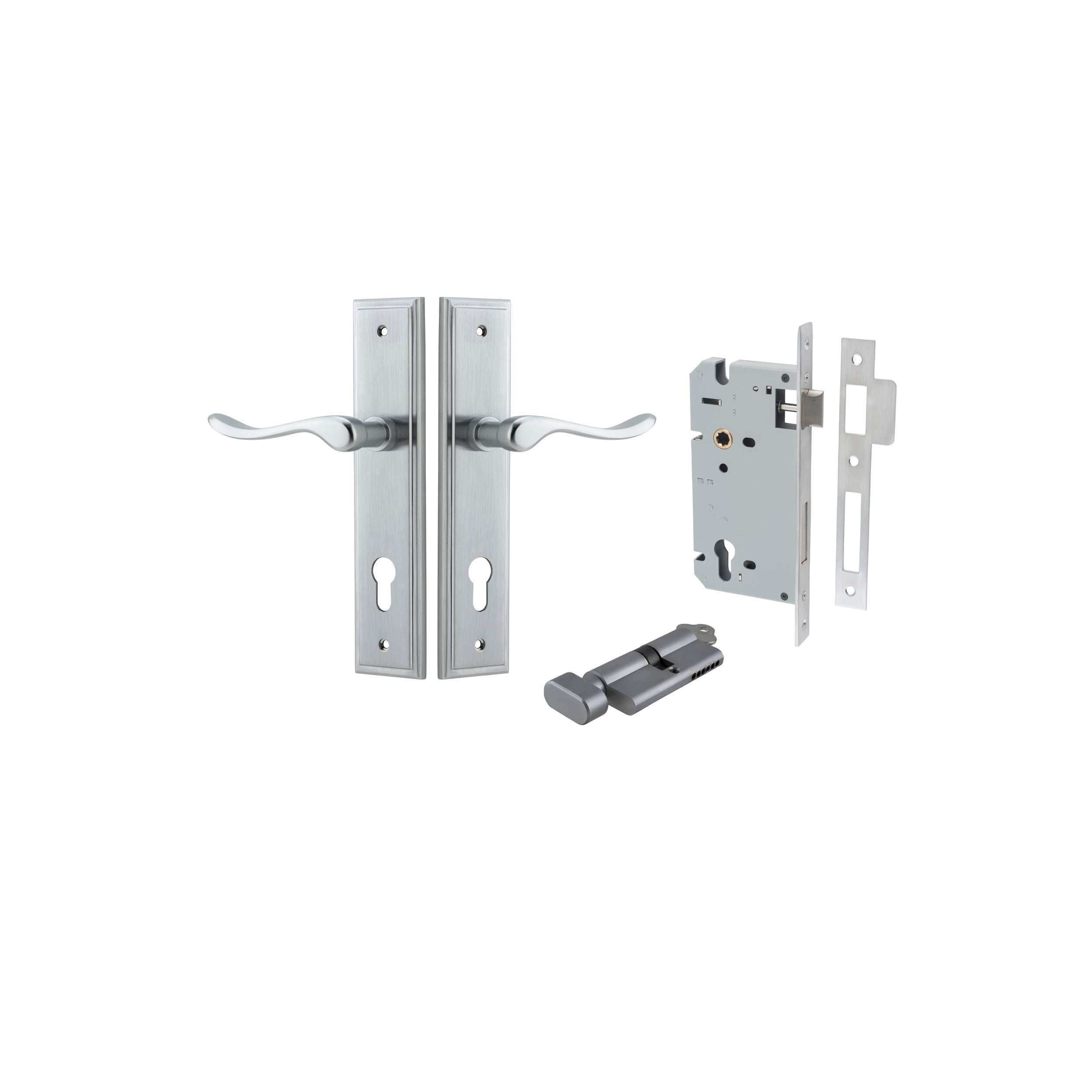 Stirling Lever - Stepped Backplate - Ella Grace - Iver - Brushed Chrome - Door Levers