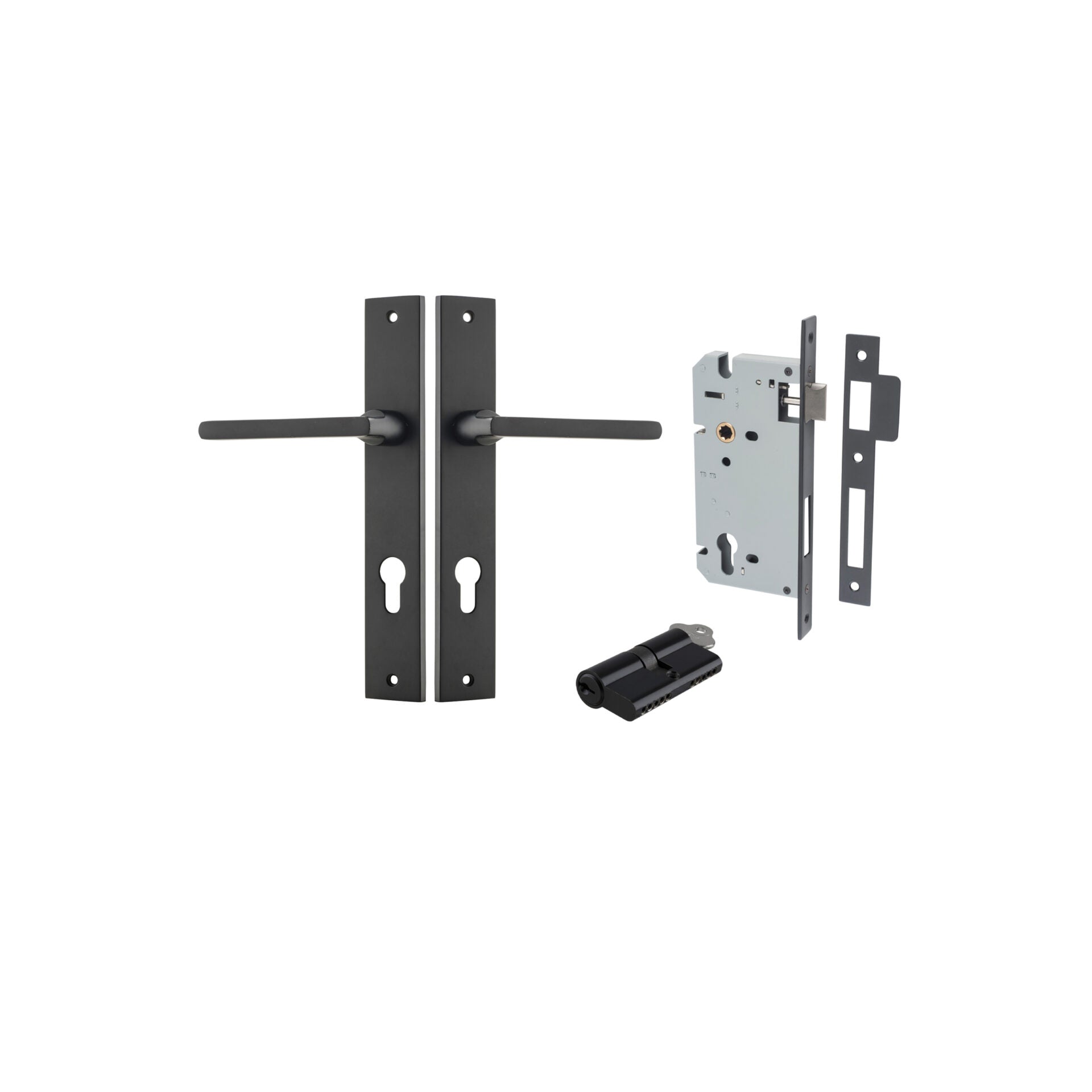 Baltimore Lever - Rectangular Backplate - Ella Grace - Iver - Matt Black - Door Levers