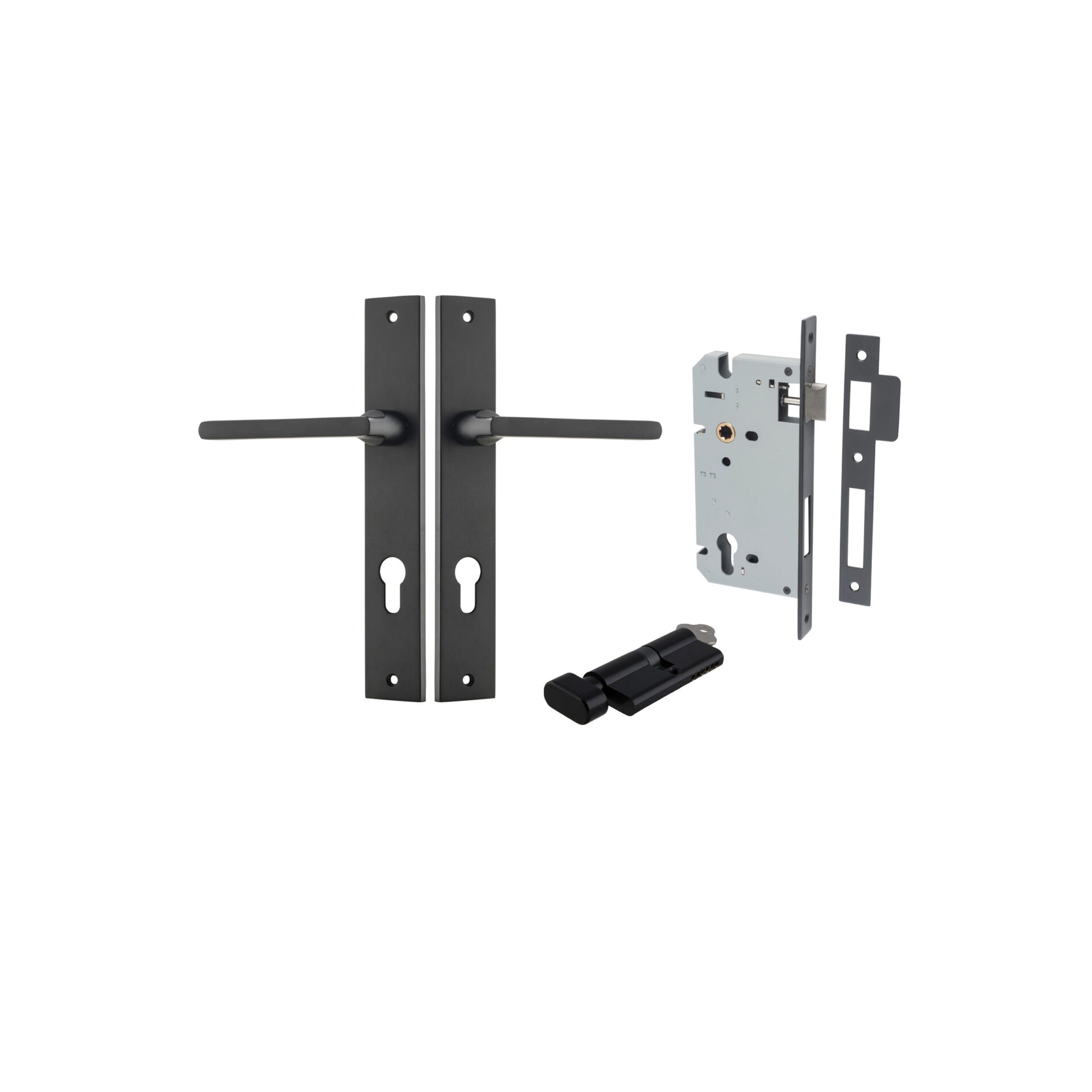 Baltimore Lever - Rectangular Backplate - Ella Grace - Iver - Matt Black - Door Levers